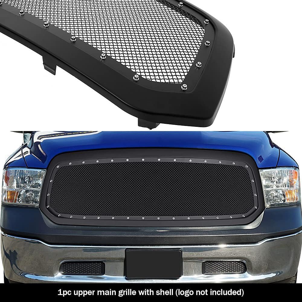 PE + Stainless Steel Main Upper Package Grille 2013-2017 Ram 1500 Not For /2018 Ram 1500 Not For  & Sport & Laramie Longhorn & Laramie Limited/2019-2021 Ram 1500 Classic Only