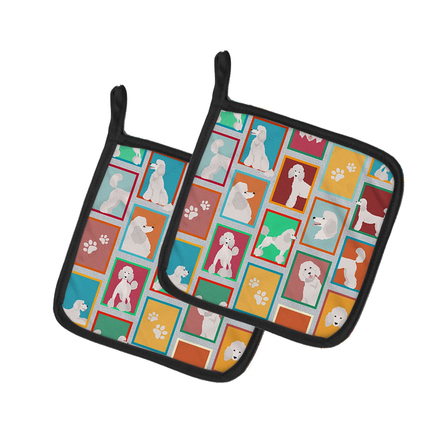 Lots of White Standard Poodle Pair of Pot Holders