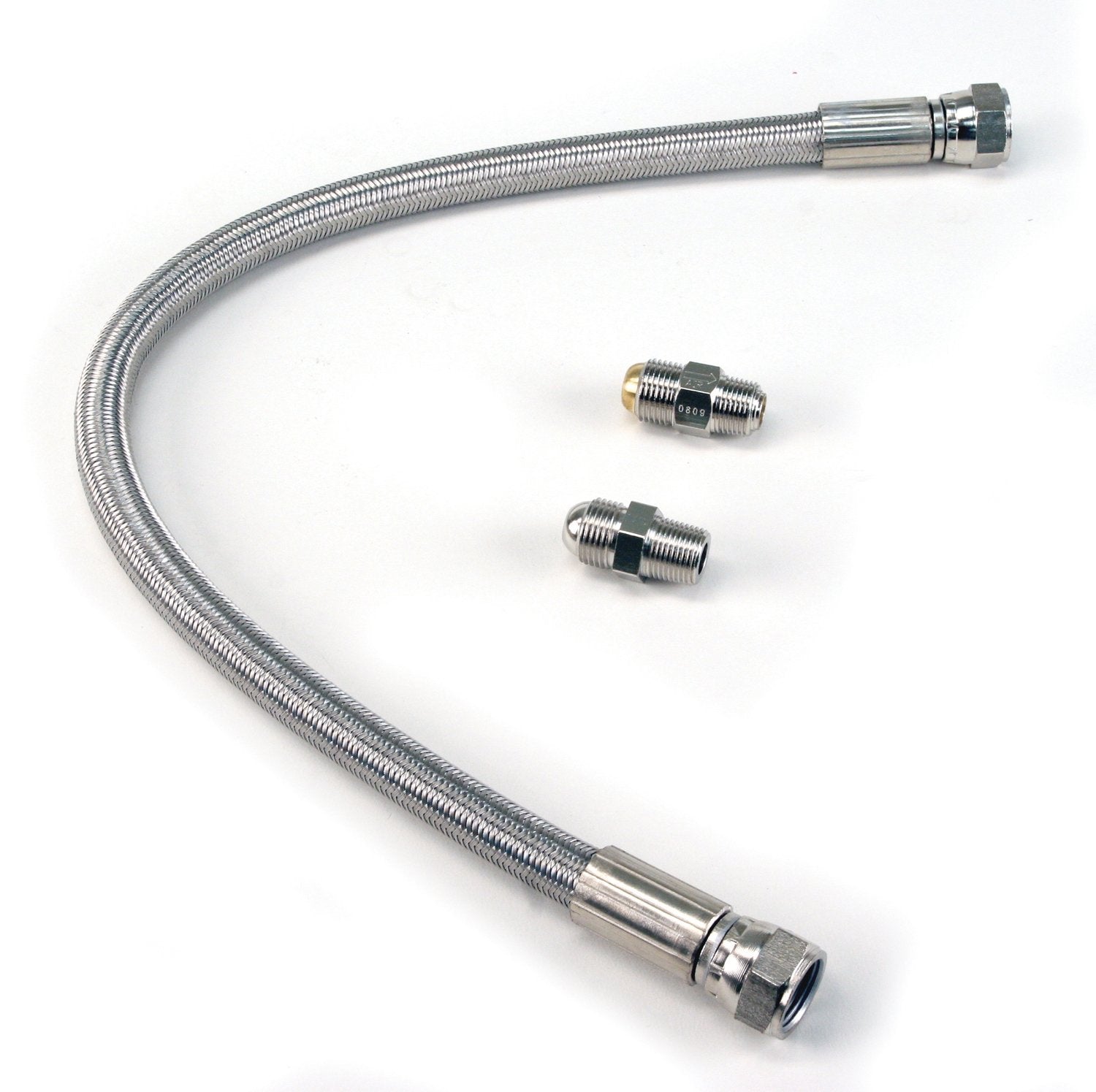 24 Stainless Steel Braided PTFE Leader Hose w/ Check Valve (3/8, Swivel)