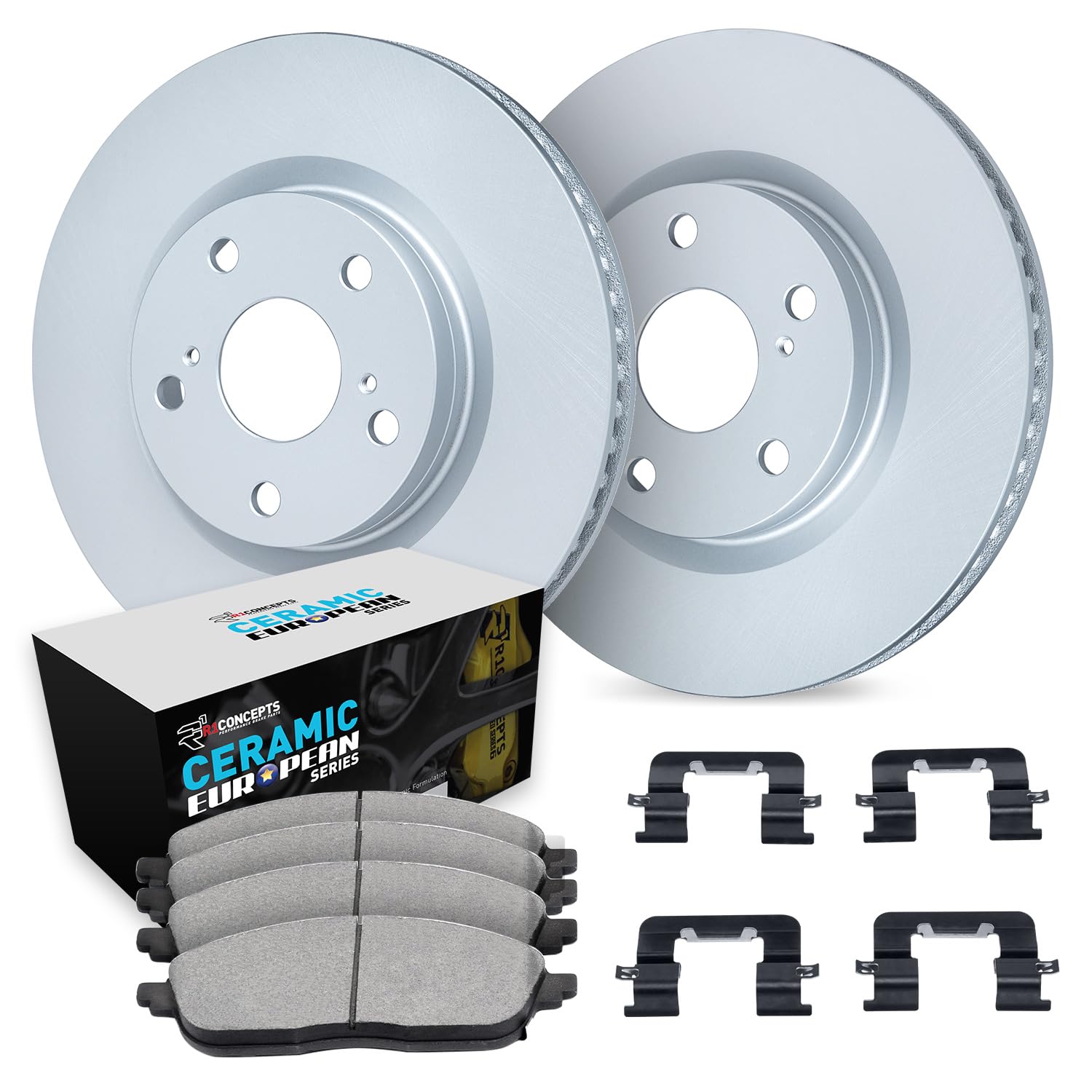 R1 Concepts Carbon Coated Disc Brake Rotor Set with Euro Ceramic Pads and Hardware WDTH1-58000