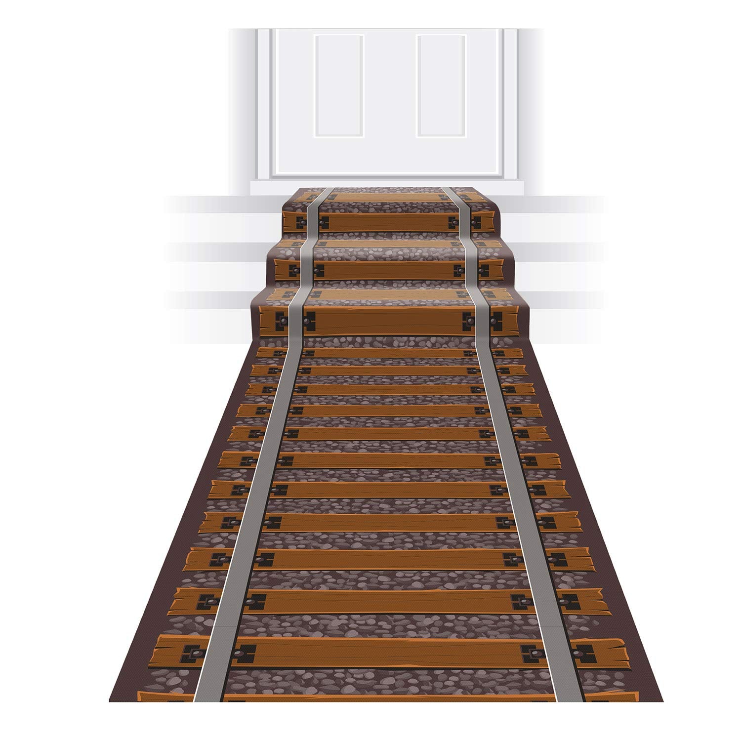Casafoyer Railroad Track Aisle Runner for Western-Themed Parties ( Pack of 2 )