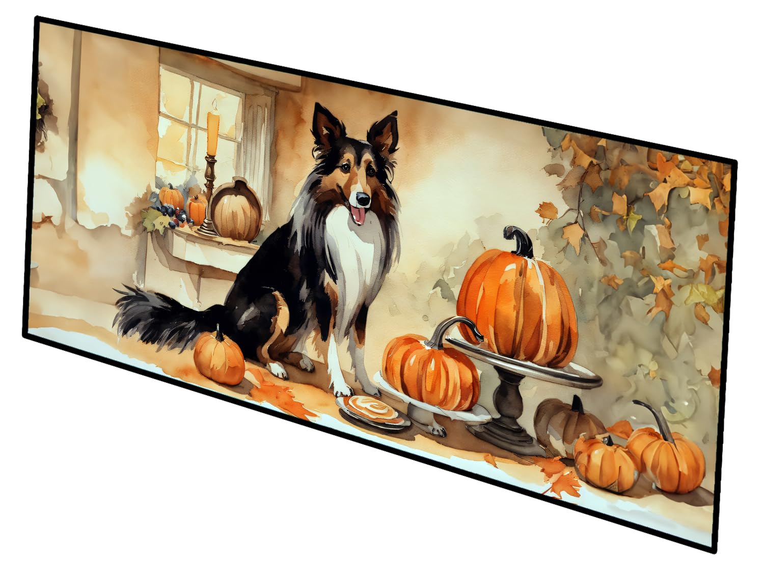 Carolines Treasures Collie Fall Kitchen Pumpkins Runner Mat 28x58 Front Door Mat Indoor Outdoor Rugs for Entryway Hallway Foyer Non Slip Washable Wide Doormat