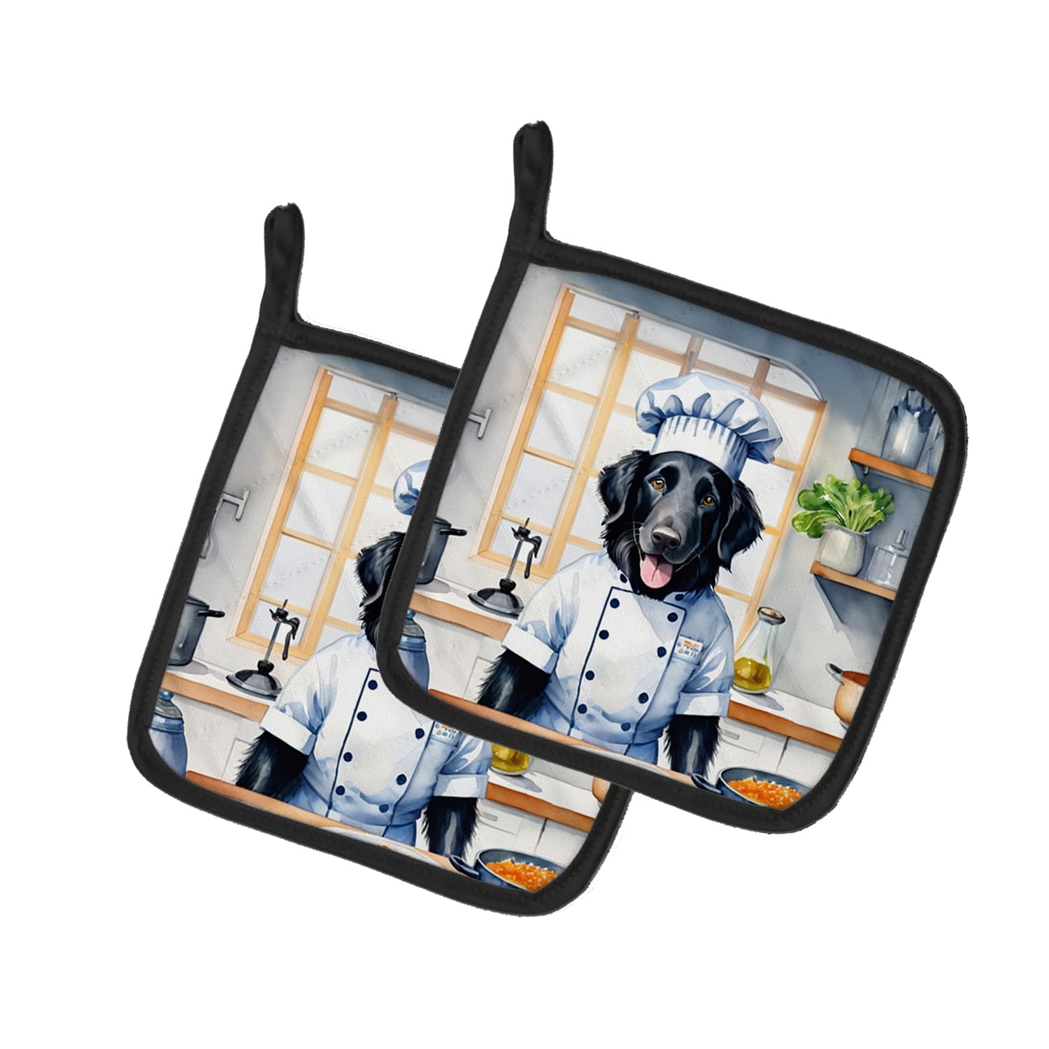 Flat-Coated Retriever The Chef Pair of Pot Holders