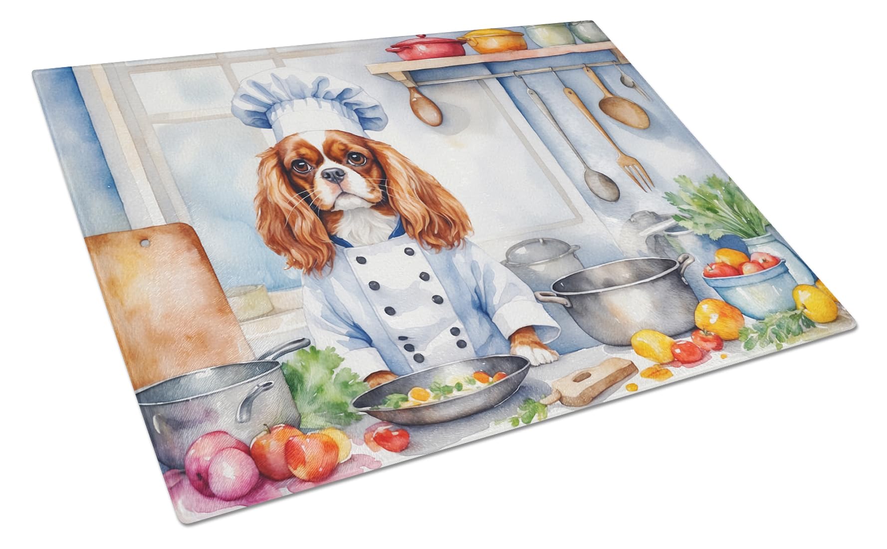 Carolines Treasures DAC6228LCB Cavalier Spaniel The Chef Glass Cutting Board Decorative Tempered Glass Kitchen Cutting and Serving Board Large Size Chopping Board