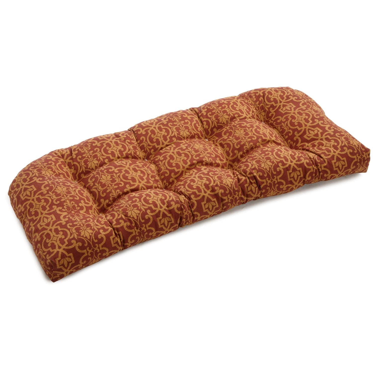 42-inch by 19-inch U-Shaped Solid Spun Polyester Tufted Settee/Bench Cushion - Vanya Paprika