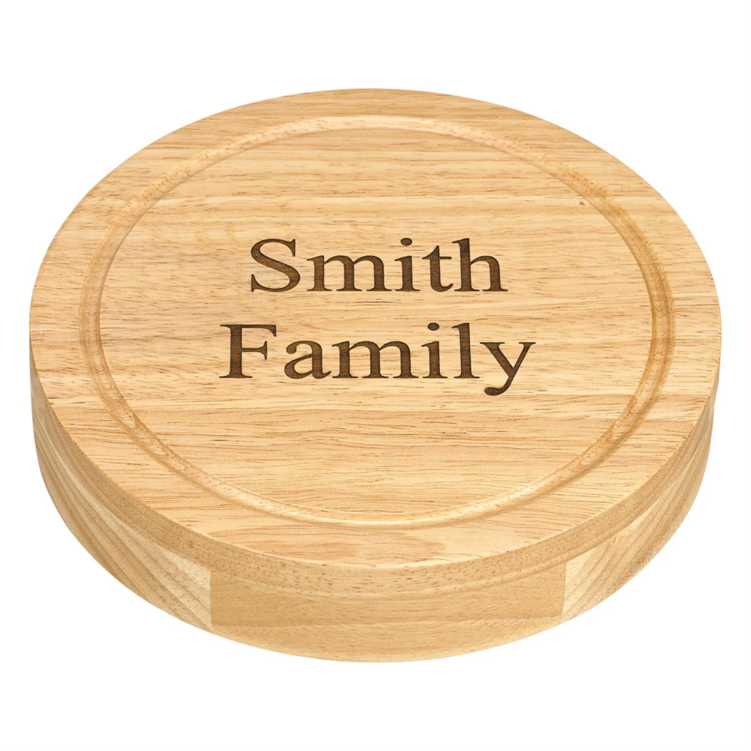 ROUND WD CHEESEBOARD W/4 SS HNDL UTENSIL