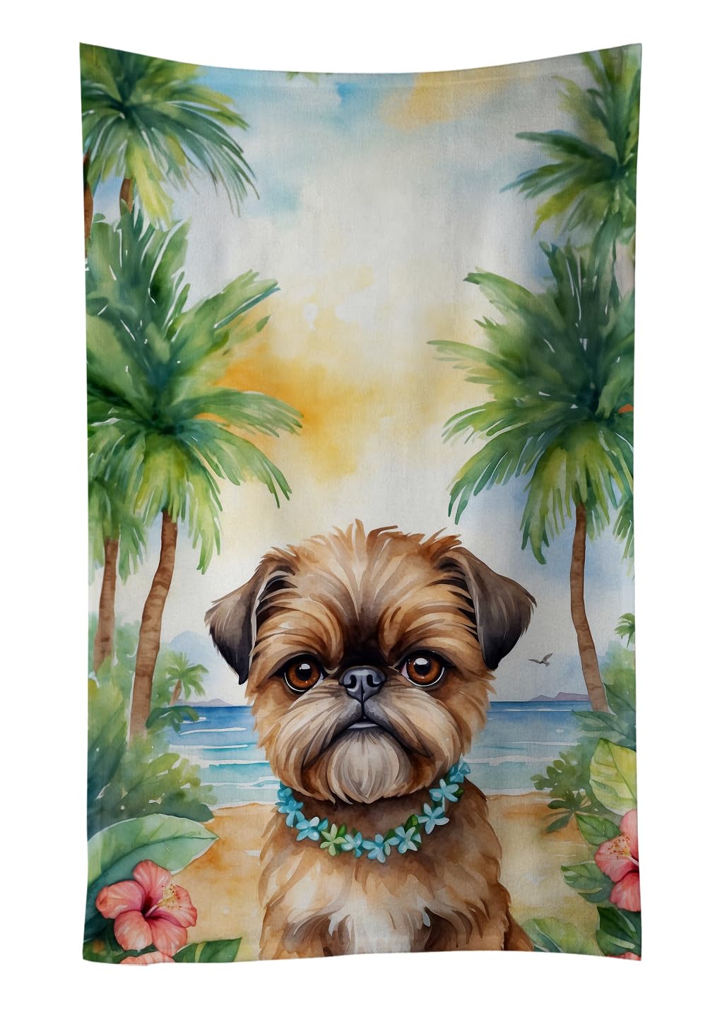 Carolines Treasures Brussels Griffon Luau Kitchen Towel Dish Cloths Guest Hand Towel Decorative Bathroom Towel for Face,Tea, Dishcloth, Kitchen and Bath