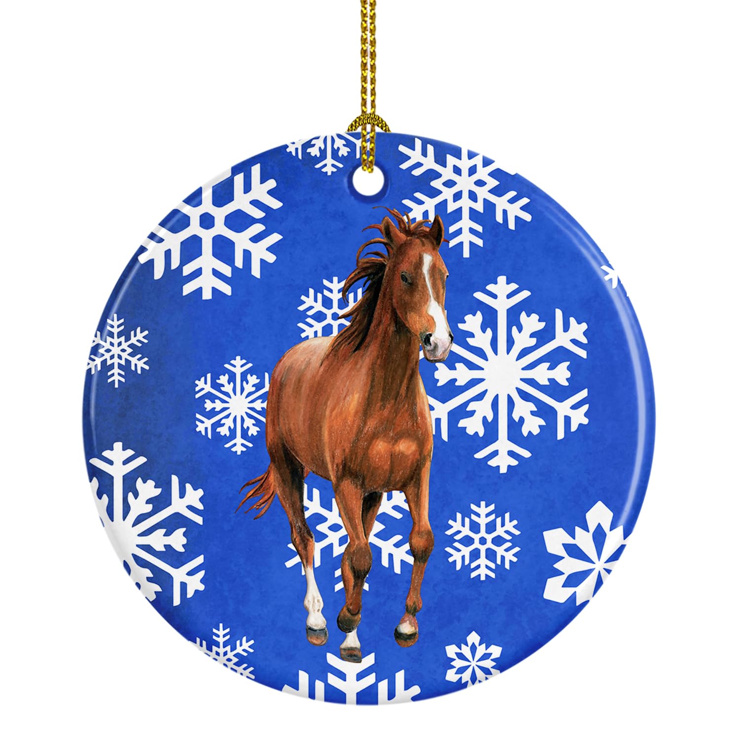 Horse Winter Snowflakes Holiday Ceramic Ornament SB3150CO1