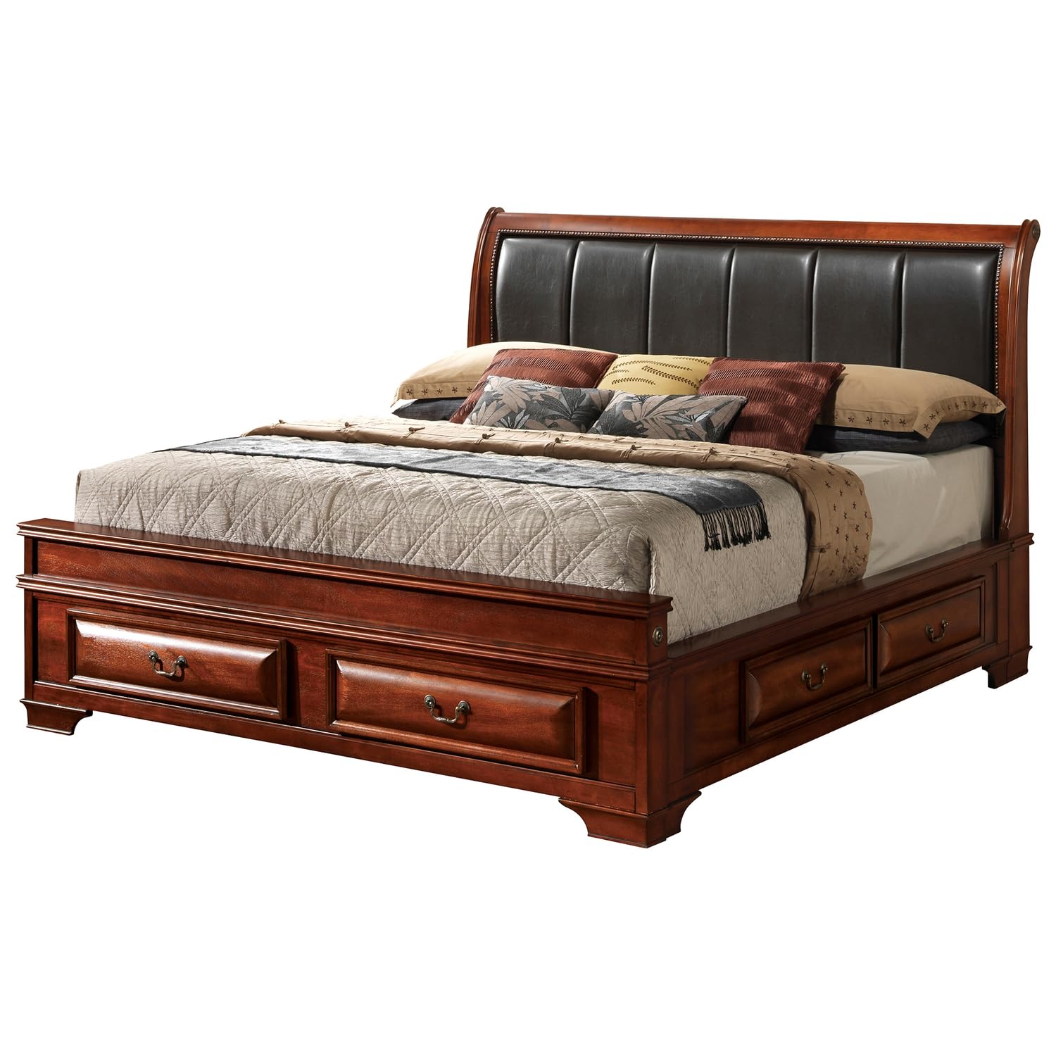 LaVita Oak Full Panel Beds