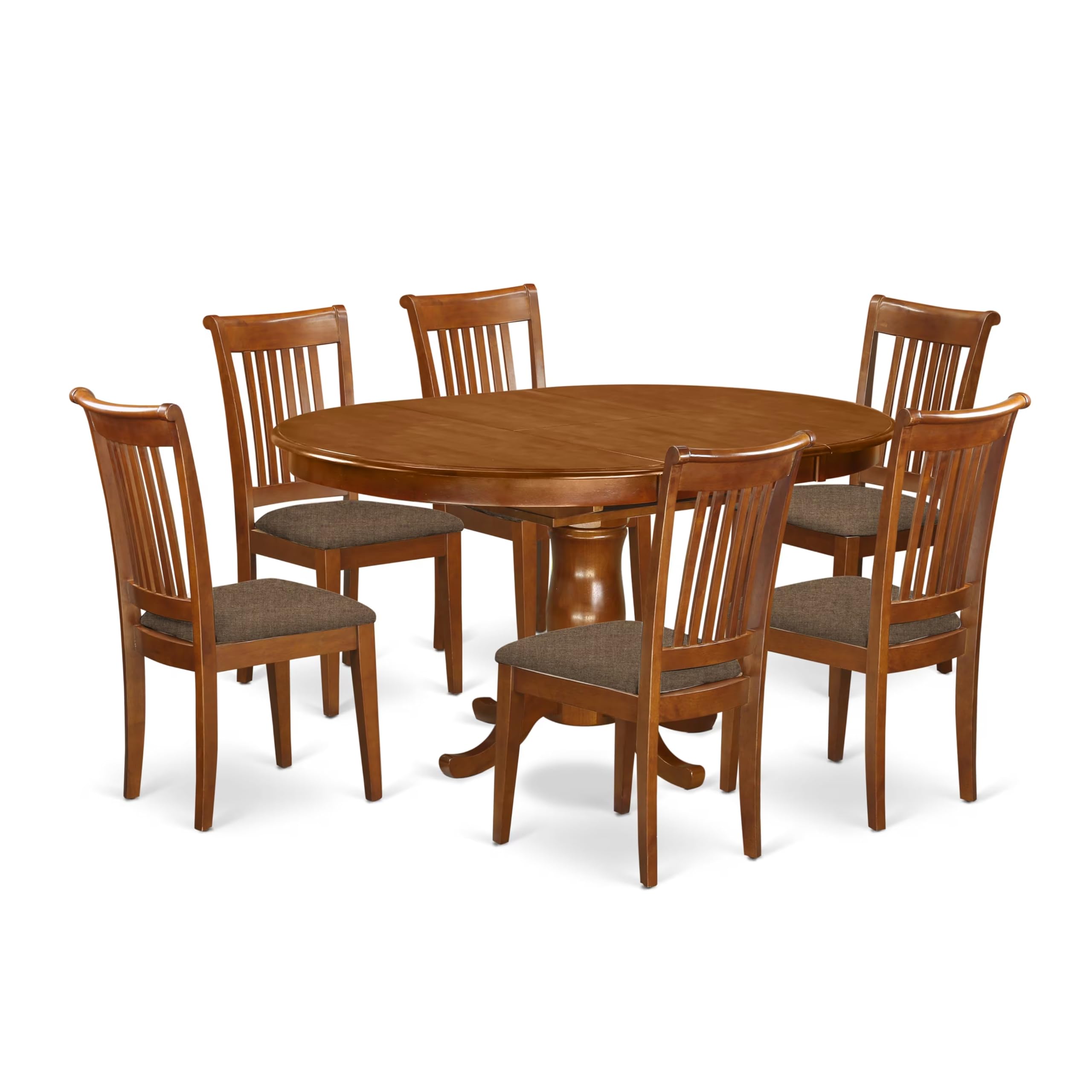 PORT7-SBR-C 7 PC Dining room set-Oval Dining Table with Leaf and 6 Dining Chairs