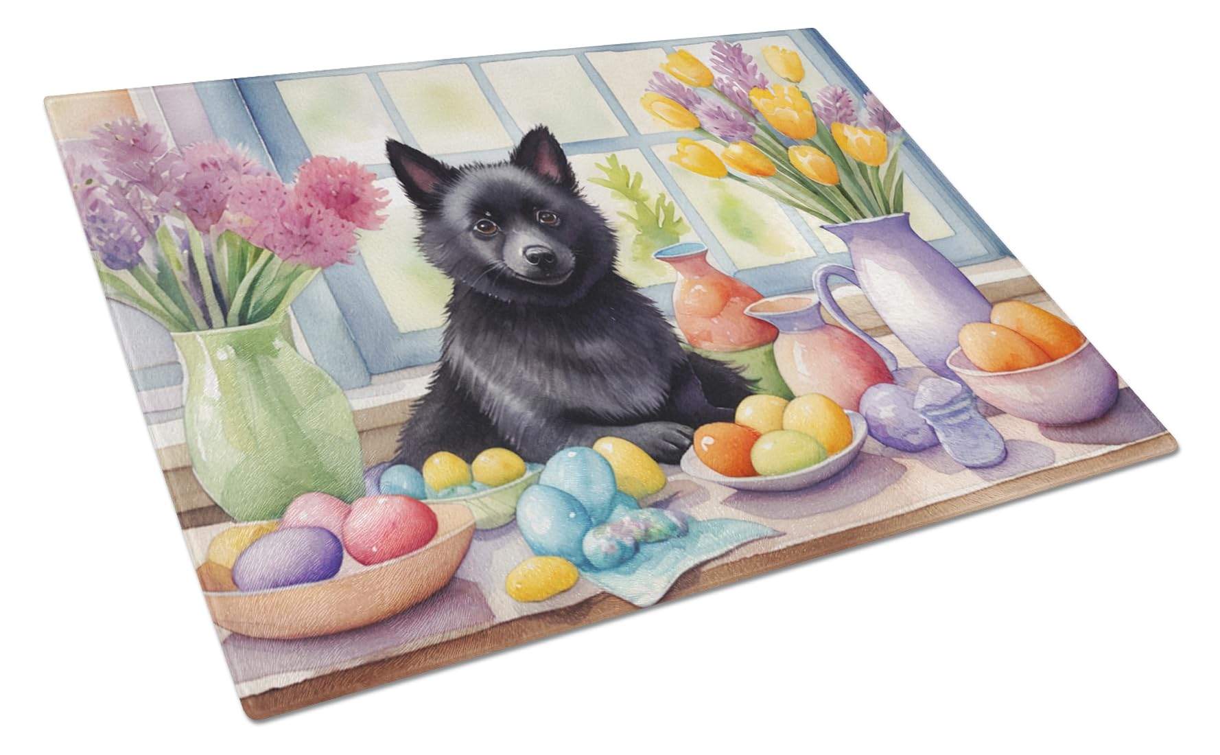 Carolines Treasures DAC6891LCB Decorating Easter Schipperke Glass Cutting Board Decorative Tempered Glass Kitchen Cutting and Serving Board Large Size Chopping Board
