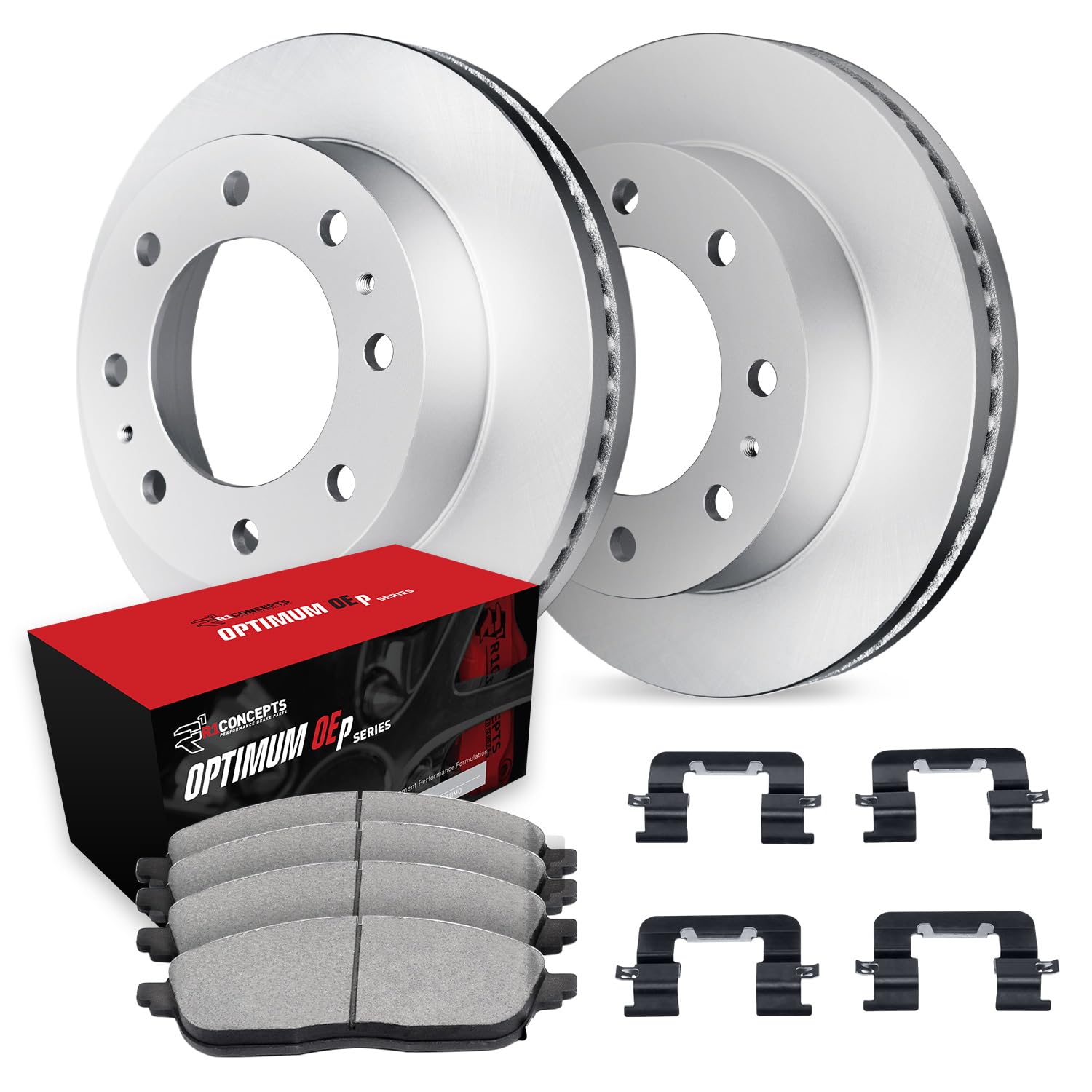 R1 Concepts Carbon Coated Disc Brake Rotor Set with Optimum Oe Pads and Hardware WDUH1-48146