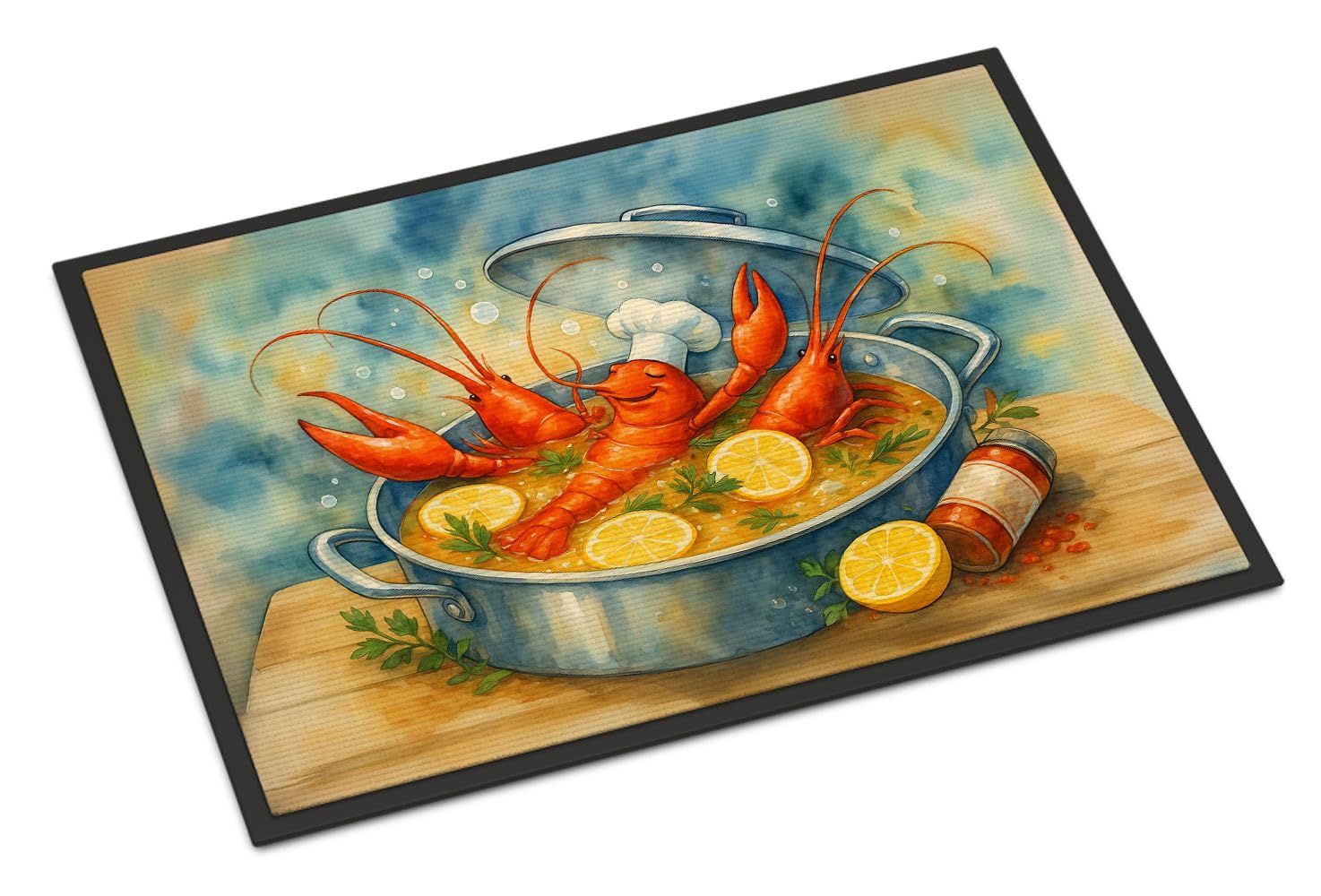 Carolines Treasures Crawfish Spa Day Doormat Front Door Mat Indoor Outdoor Rugs for Entryway, Non Slip Washable Low Pile, 18H X 27W