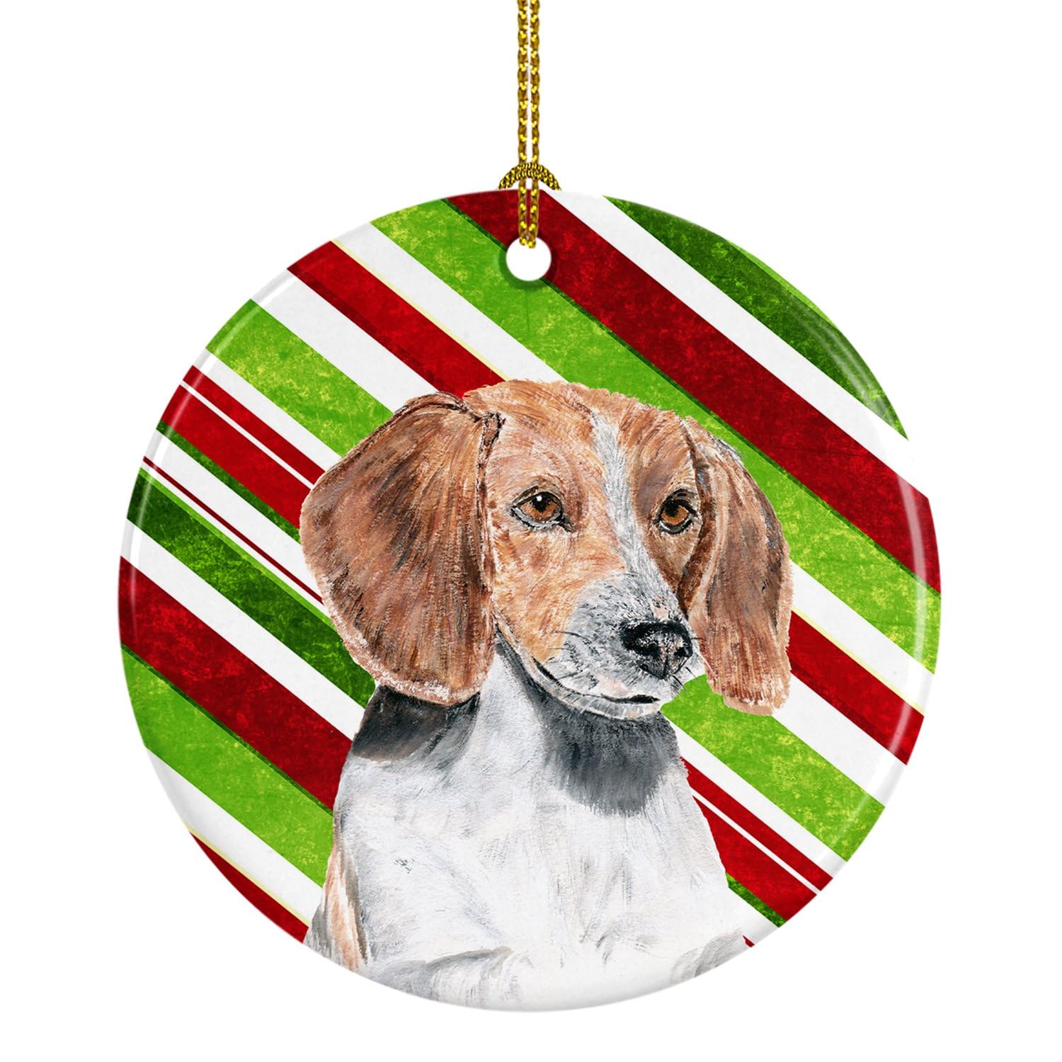 English Foxhound Candy Cane Christmas Ceramic Ornament SC9621CO1