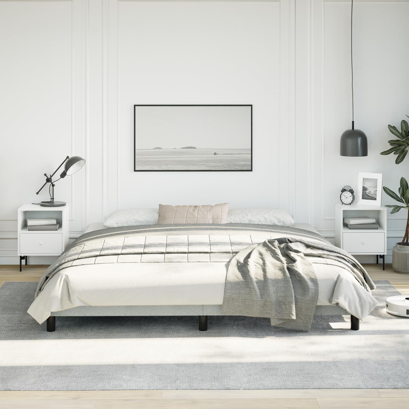 vidaXL Bed Frame Light Gray 76x79.9??King Velvet