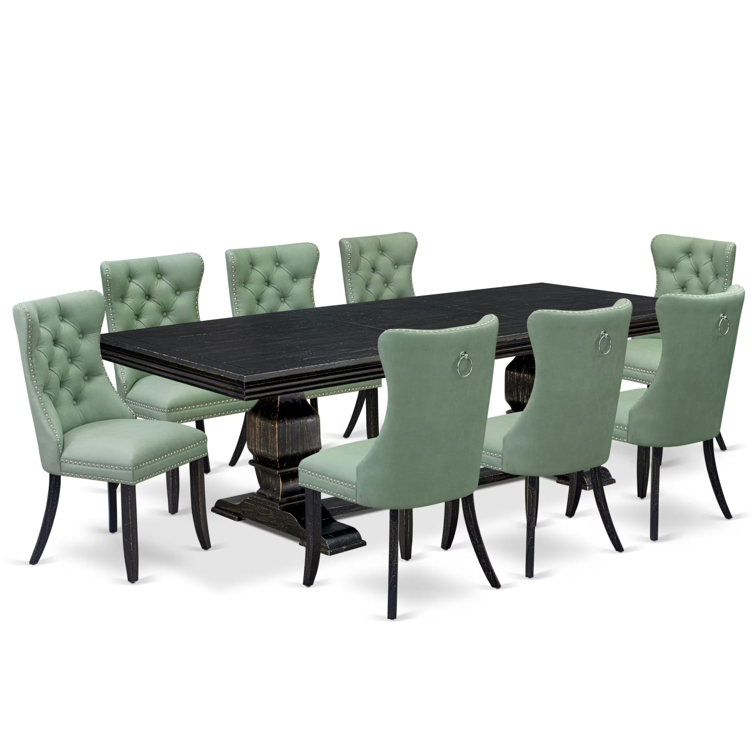 9 Pieces Dining Table Set a Rectangle Table and 8 Dining Chairs