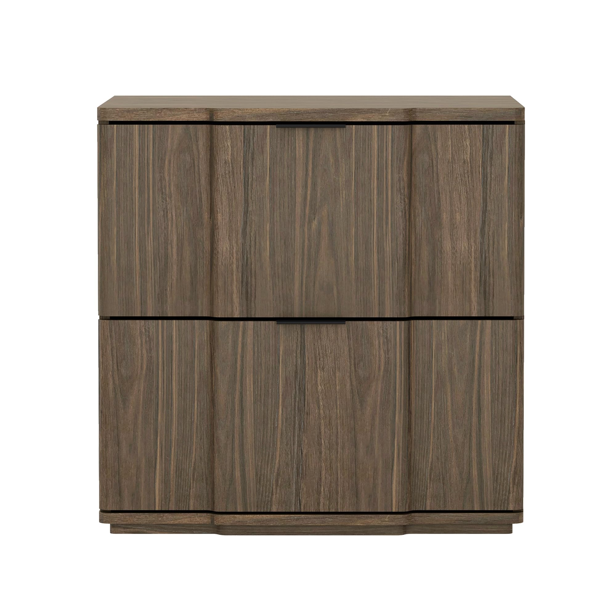 Clive 22 Nightstand in Walnut and Black (2-Drawer)