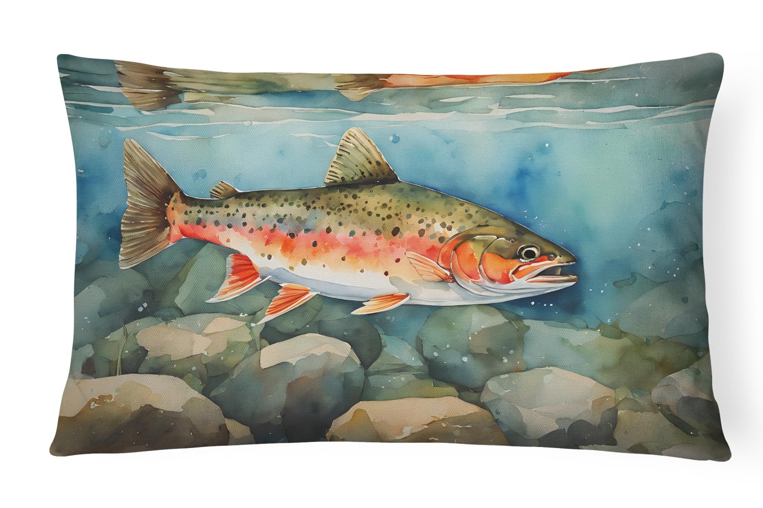 Carolines Treasures DAC2774PW1216 Brook Trout Throw Pillow Machine Washable, Indoor Outdoor Decorative Pillow for Couch, Bed or Patio, 12HX16W