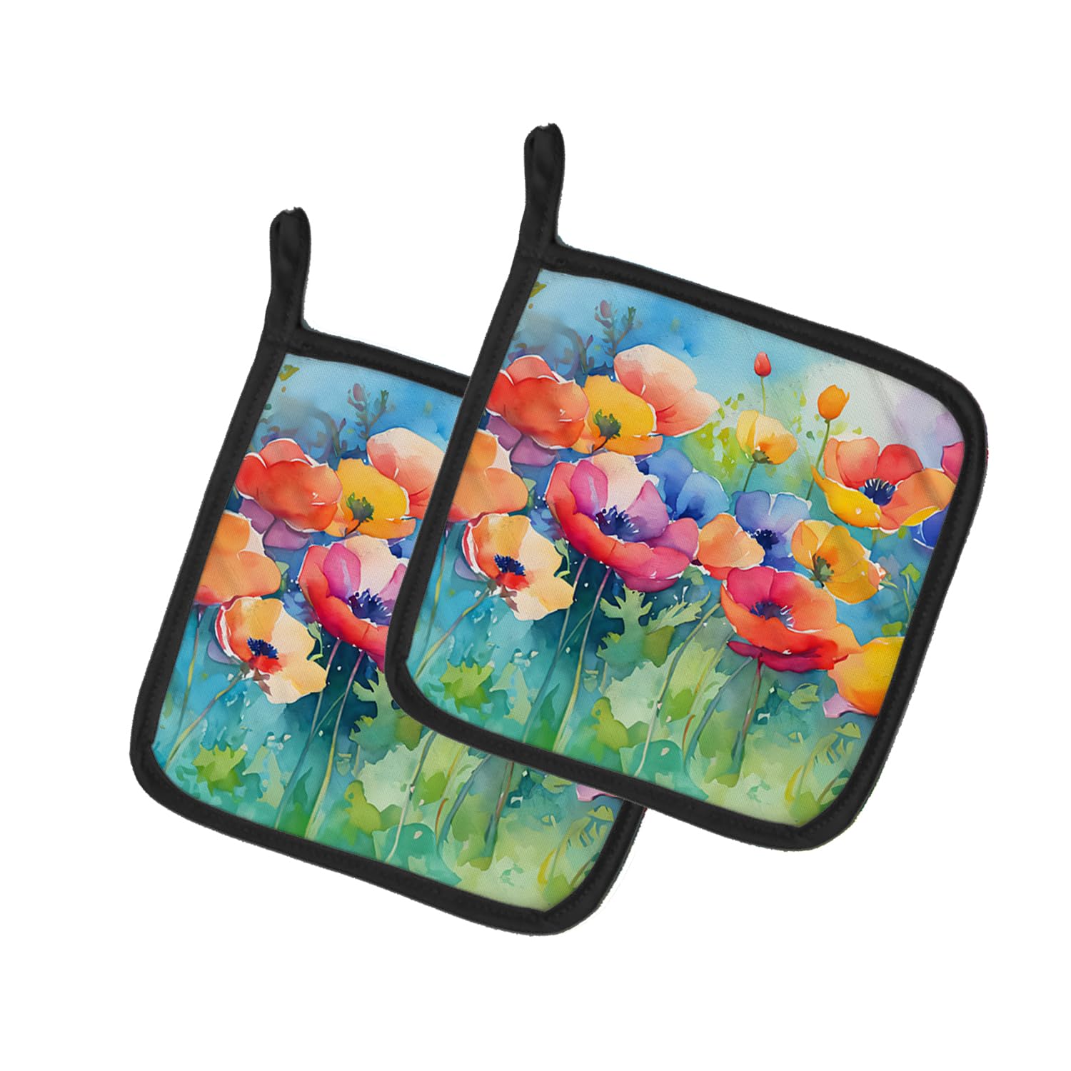 Anemones in Watercolor Pair of Pot Holders