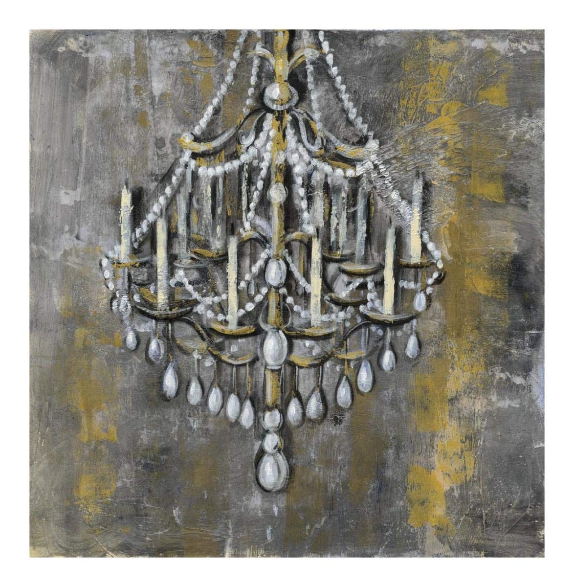 Vintage Chandelier I -Paper Art-20x20″