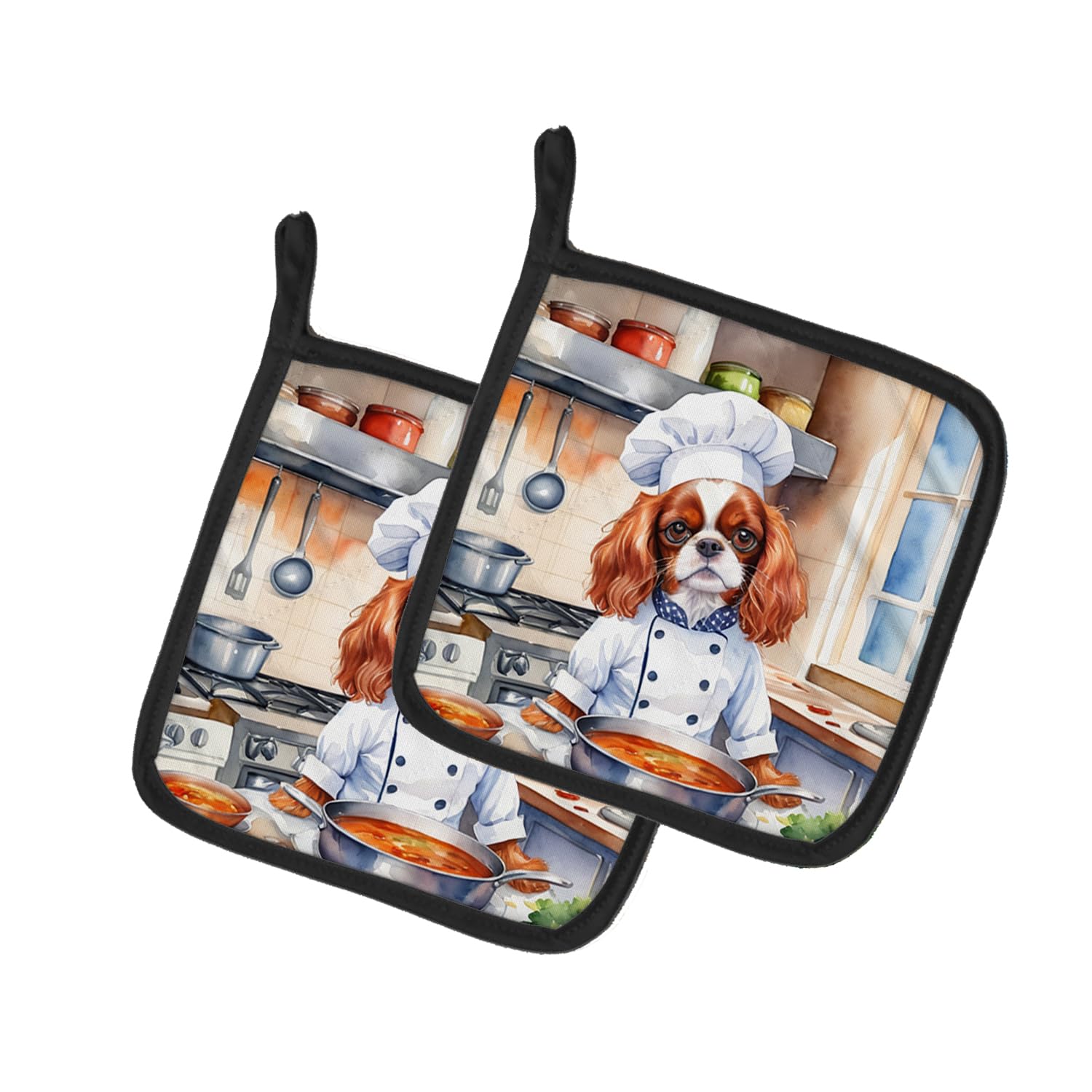 Cavalier Spaniel The Chef Pair of Pot Holders