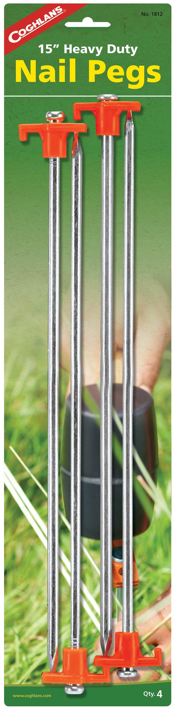 Coghlans Nail Tent Pegs, 15-Inch, 4-Pack, Multi (1812)