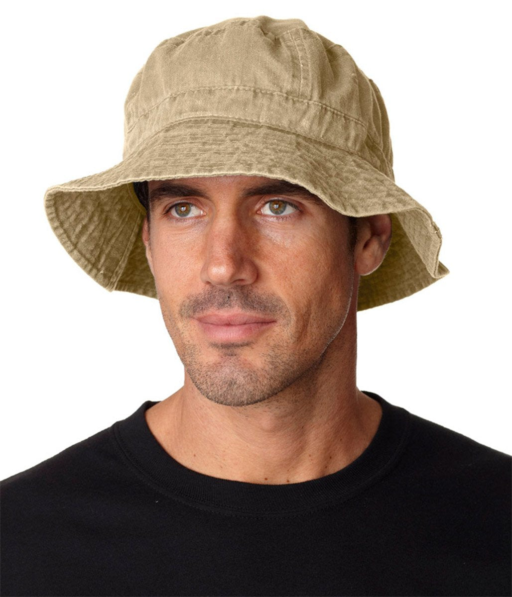 VA101 | VACATIONER- Pigment dyed, garment washed cotton twill, crushable bucket hat style. L-59 cm (7 3/8)- KHAKI