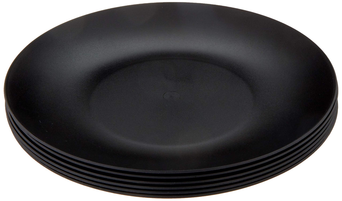 Coza Design- Durable Plastic Plate Set- Bpa Free- Set Of 6 (Black)