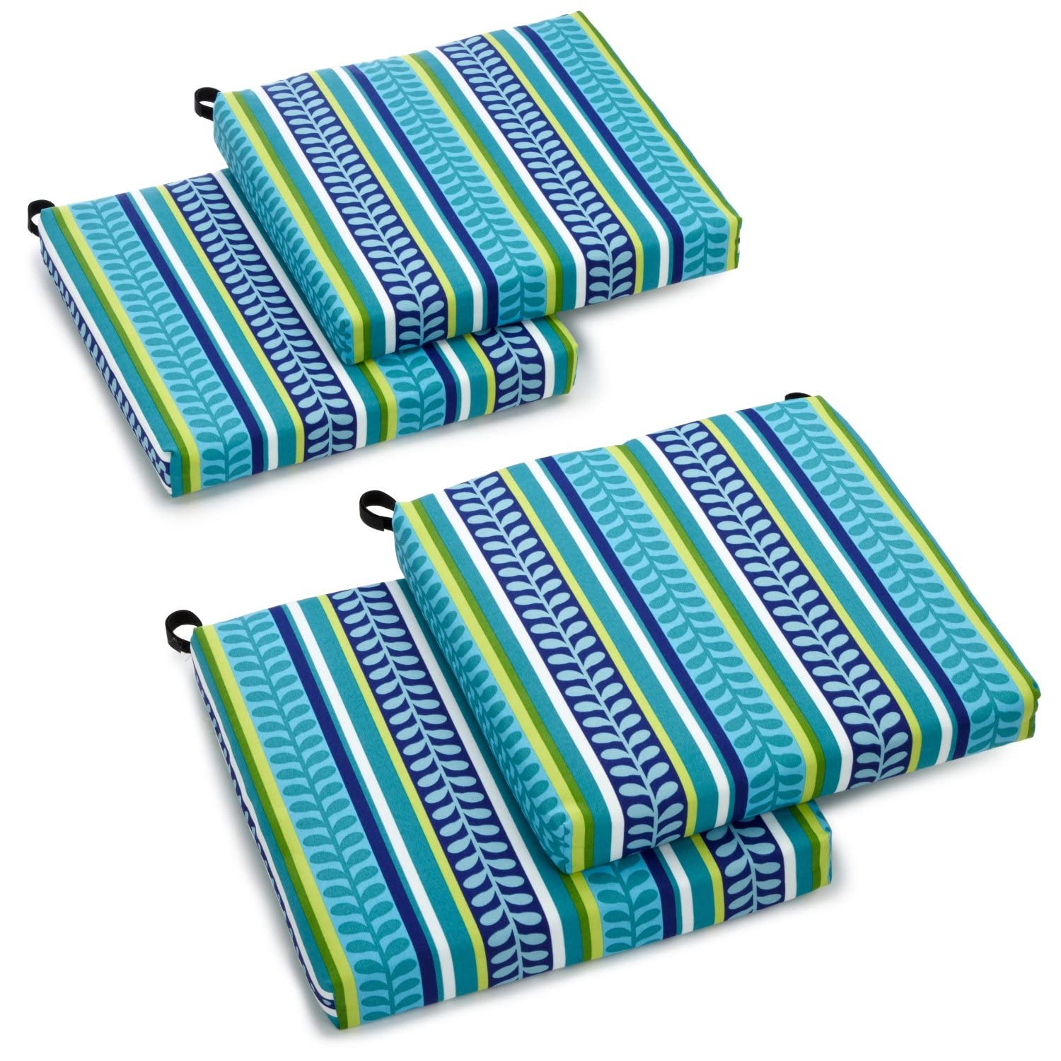 20-inch by 19-inch Spun Polyester Chair Cushion (Set of Four) - Pike Azure
