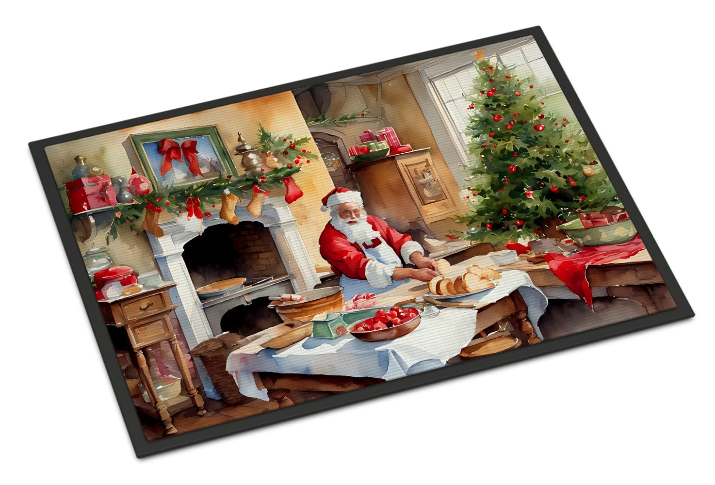 Carolines Treasures DAC3313JMAT Cookies with Santa Claus Doormat Front Door Mat Indoor Outdoor Rugs for Entryway, Non Slip Washable Low Pile, 24H X 36W