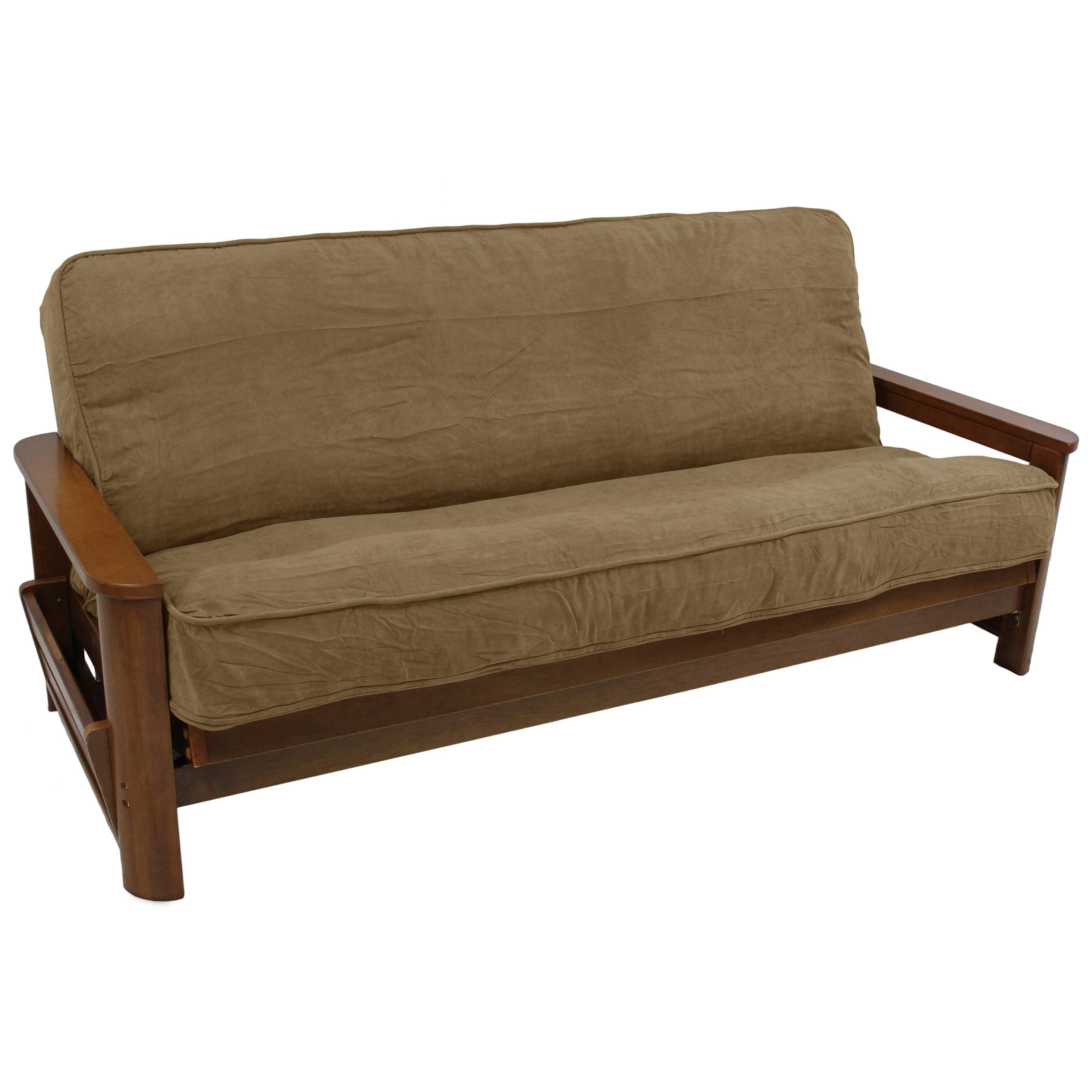 Solid Microsuede Double Corded 8 to 9-inch Full Futon Cover - Java