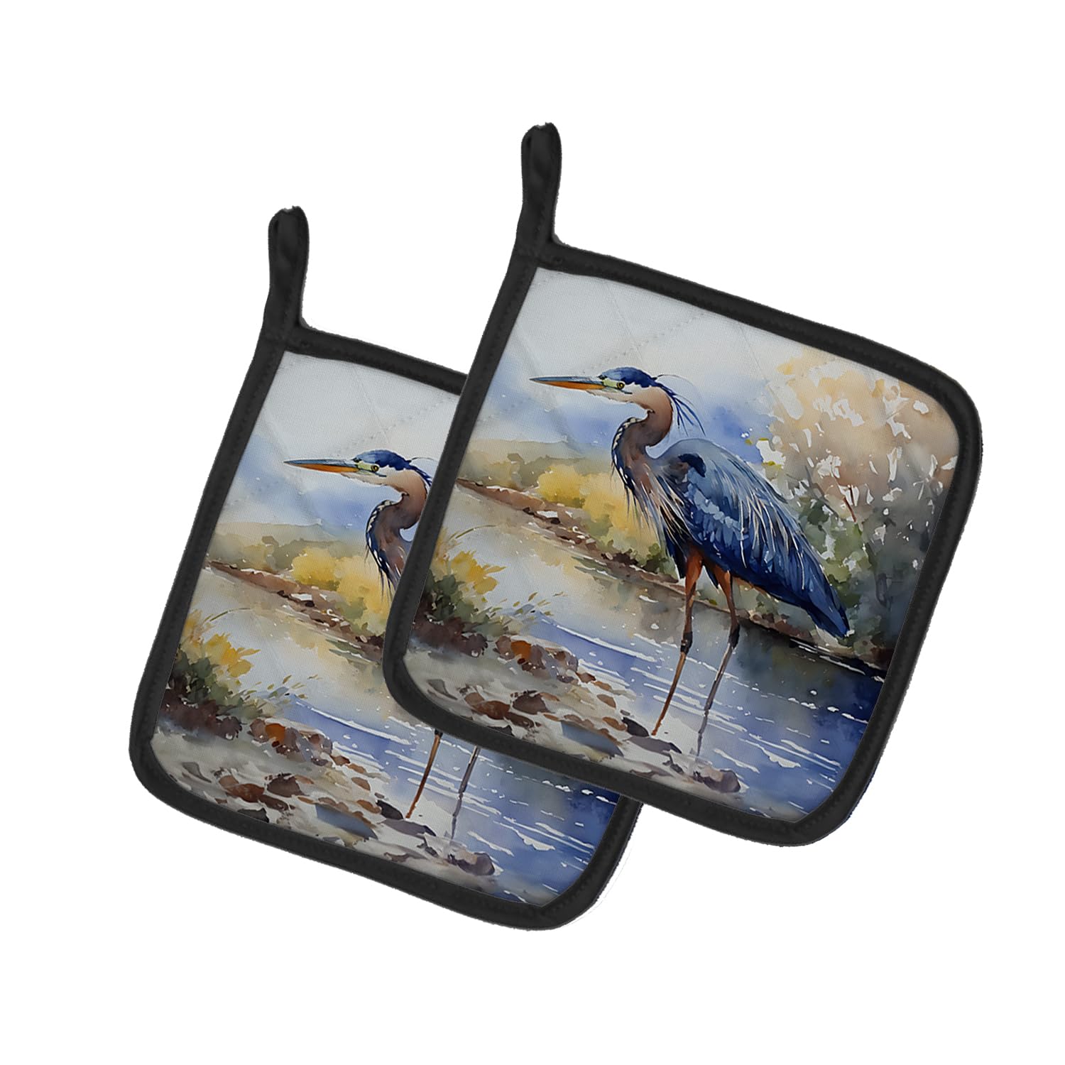 Blue Heron Pair of Pot Holders