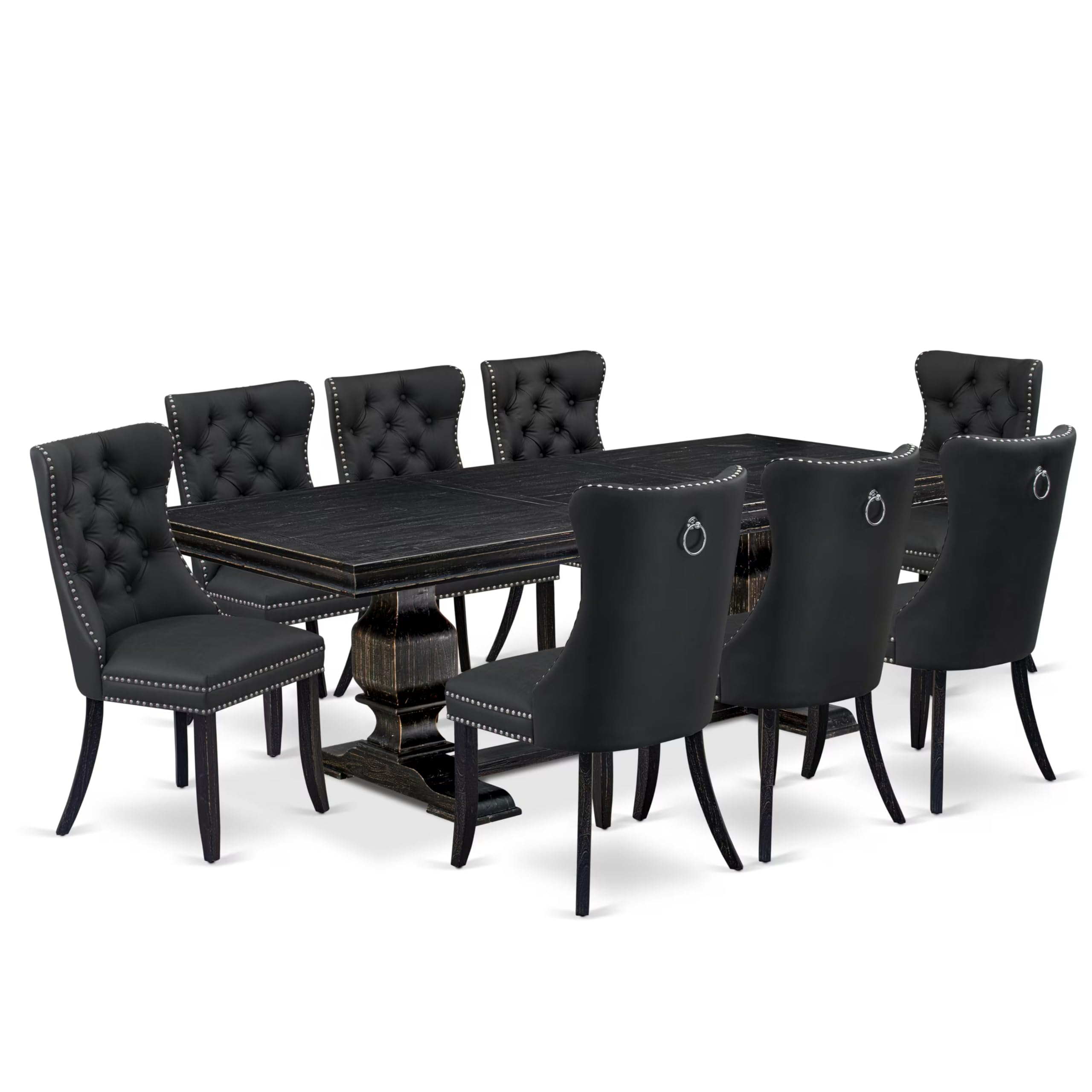 9 Pieces Dining Table Set a Rectangle Table and 8 Dining Chairs