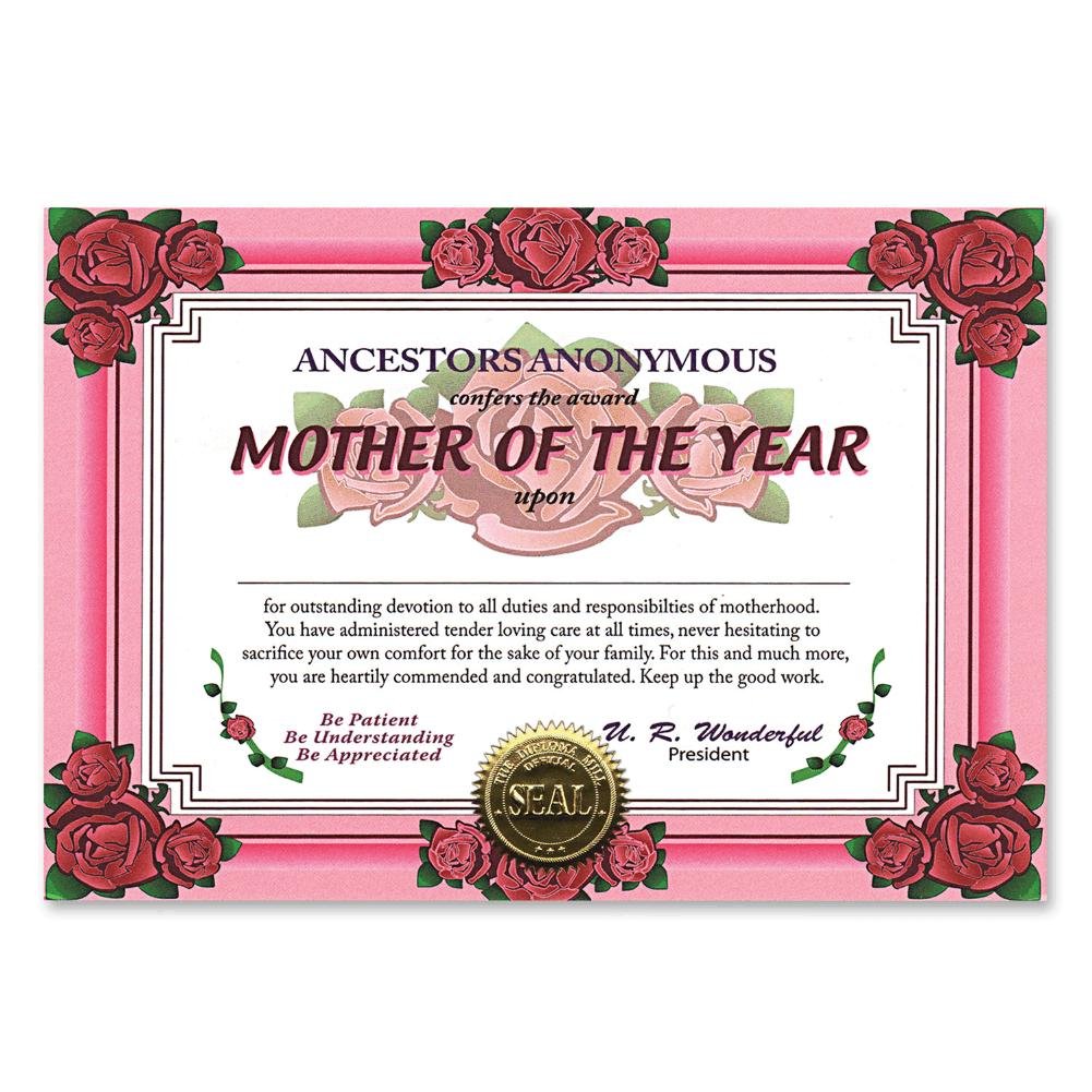 Mother Of The Year Certificate (Pack of 6)