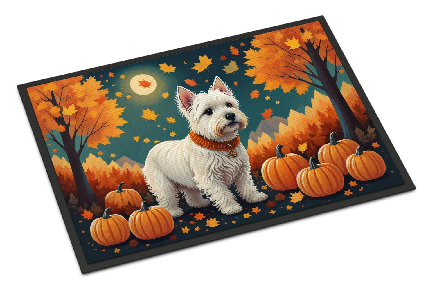 Carolines Treasures DAC1080MAT Westie Fall Doormat 18x27 Front Door Mat Indoor Outdoor Rugs for Entryway, Non Slip Washable Low Pile, 18H X 27W