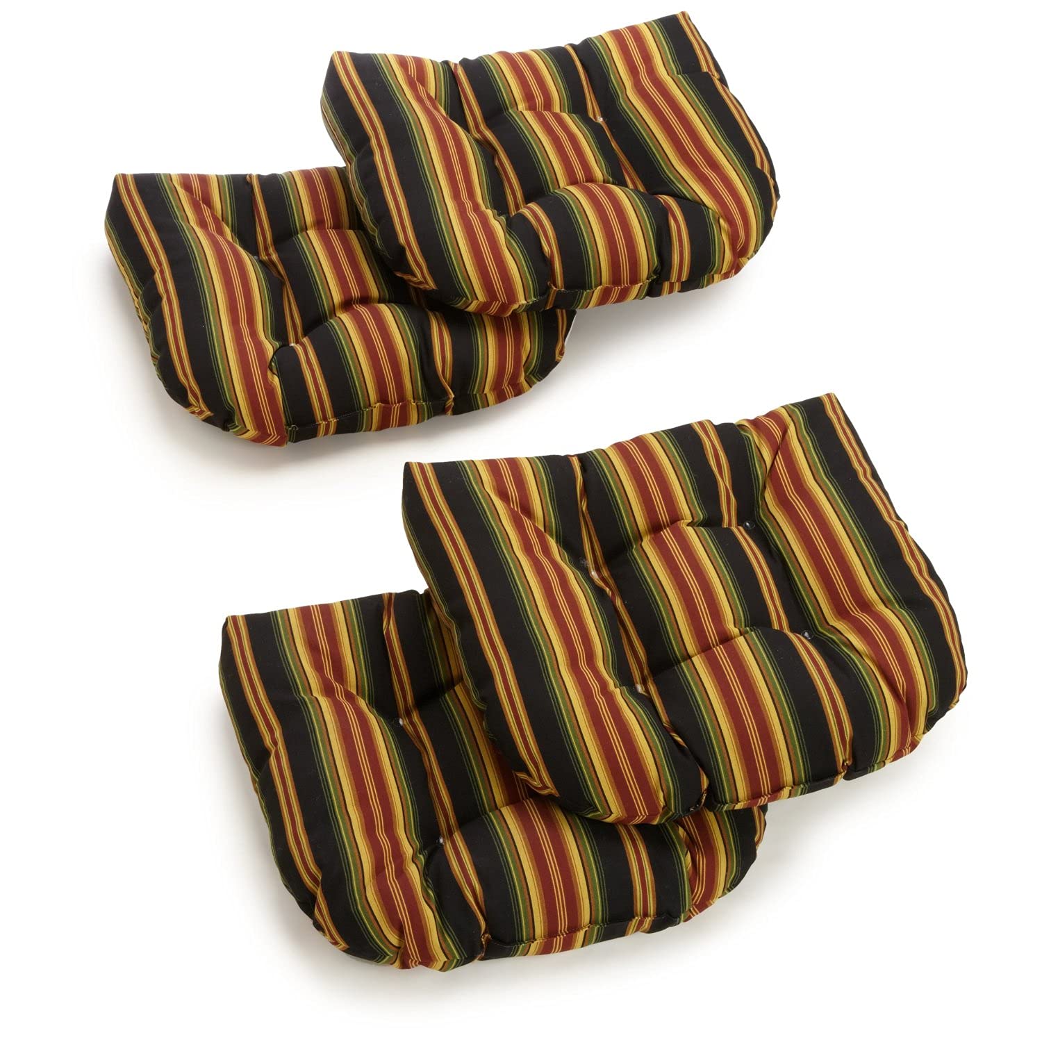 19-inch U-Shaped Spun Polyester Outdoor Tufted Dining Chair Cushions (Set of 4) - Lyndhurst Raven