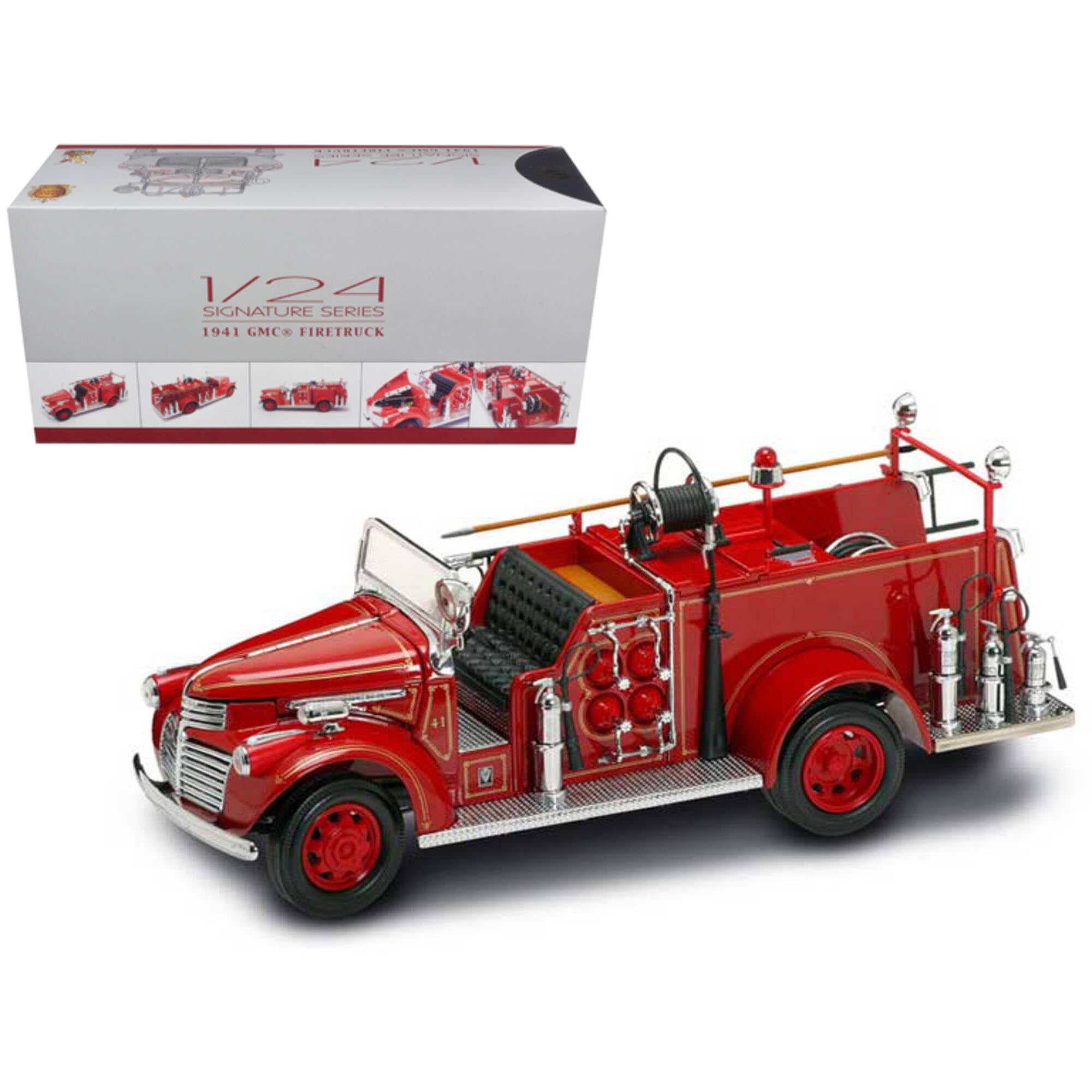 1941 GMC Fire Engine Red with Accessories 1/24 Diecast Model Car by Road Signature