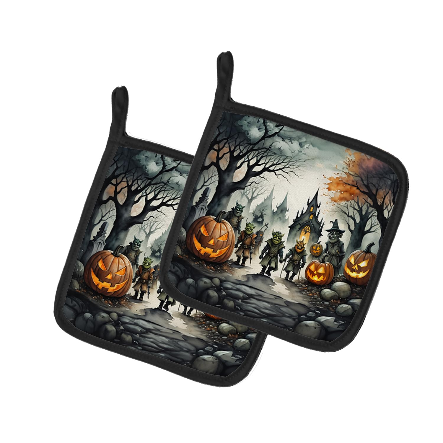 Orcs Spooky Halloween Pair of Pot Holders