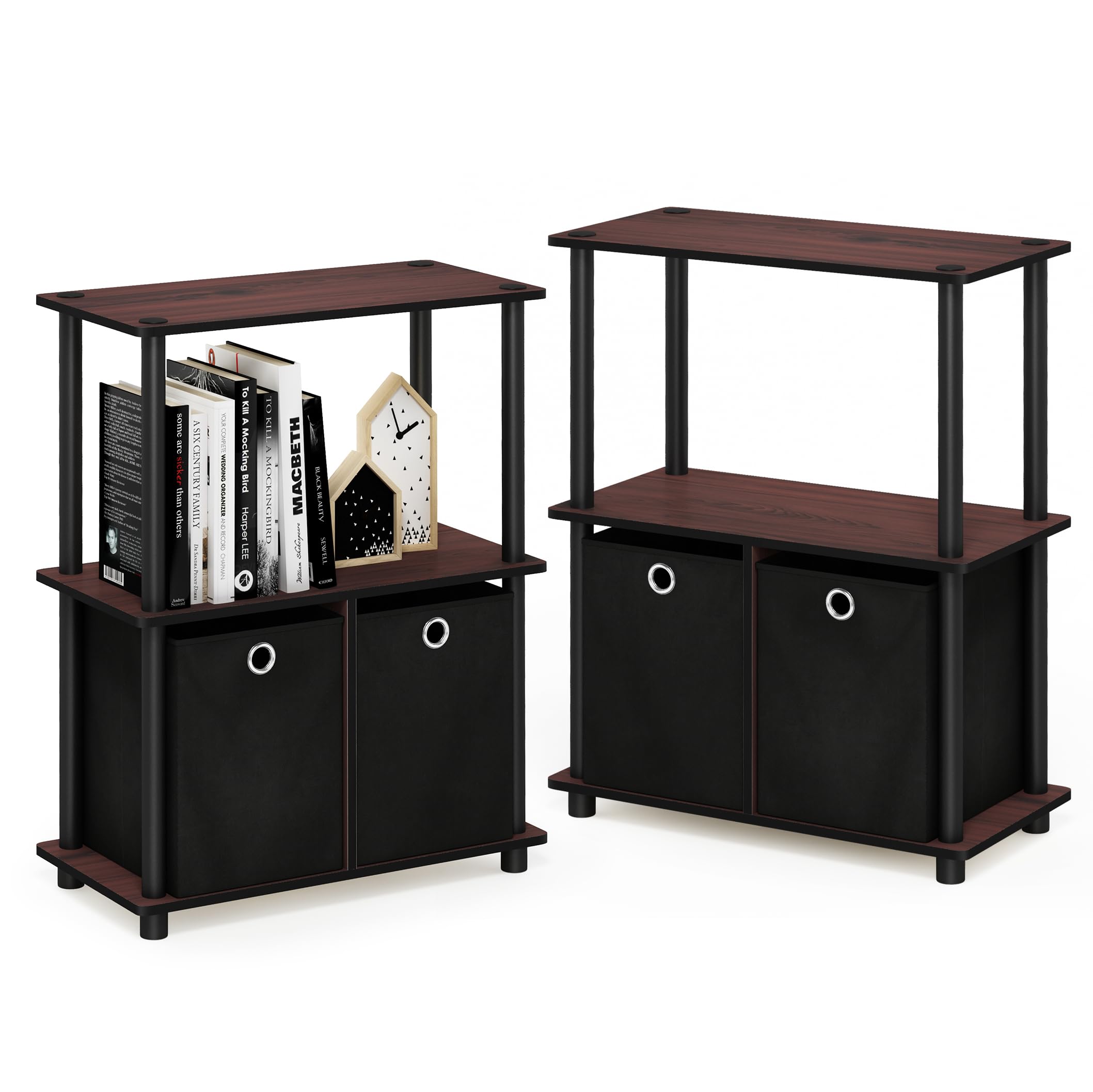 Furinno 2-99152DC Go Green 3-Tier 2-Bins Multipurpose Storage Shelf, Set of Two