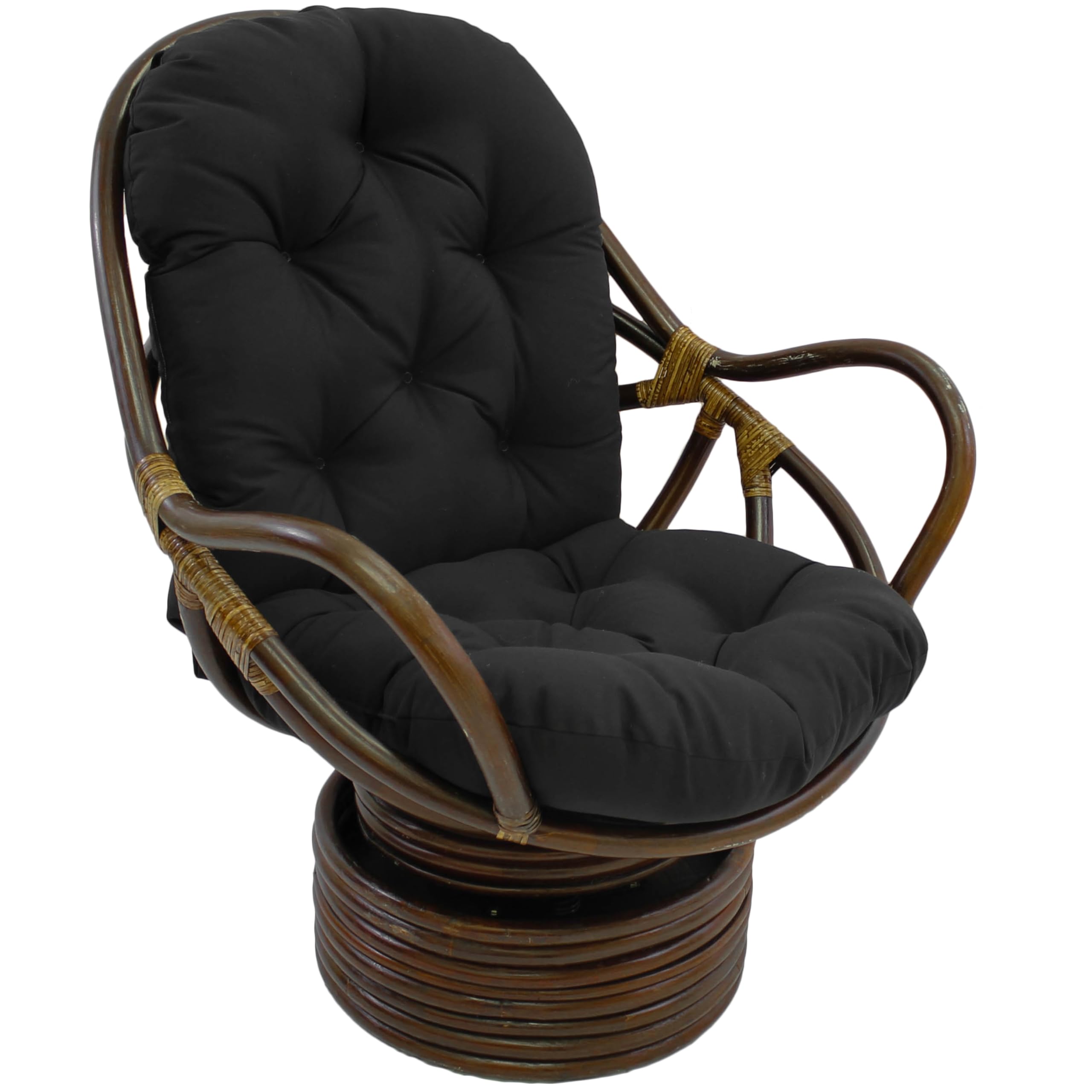 48-inch by 24-inch Solid Twill Swivel Rocker Cushion - Black