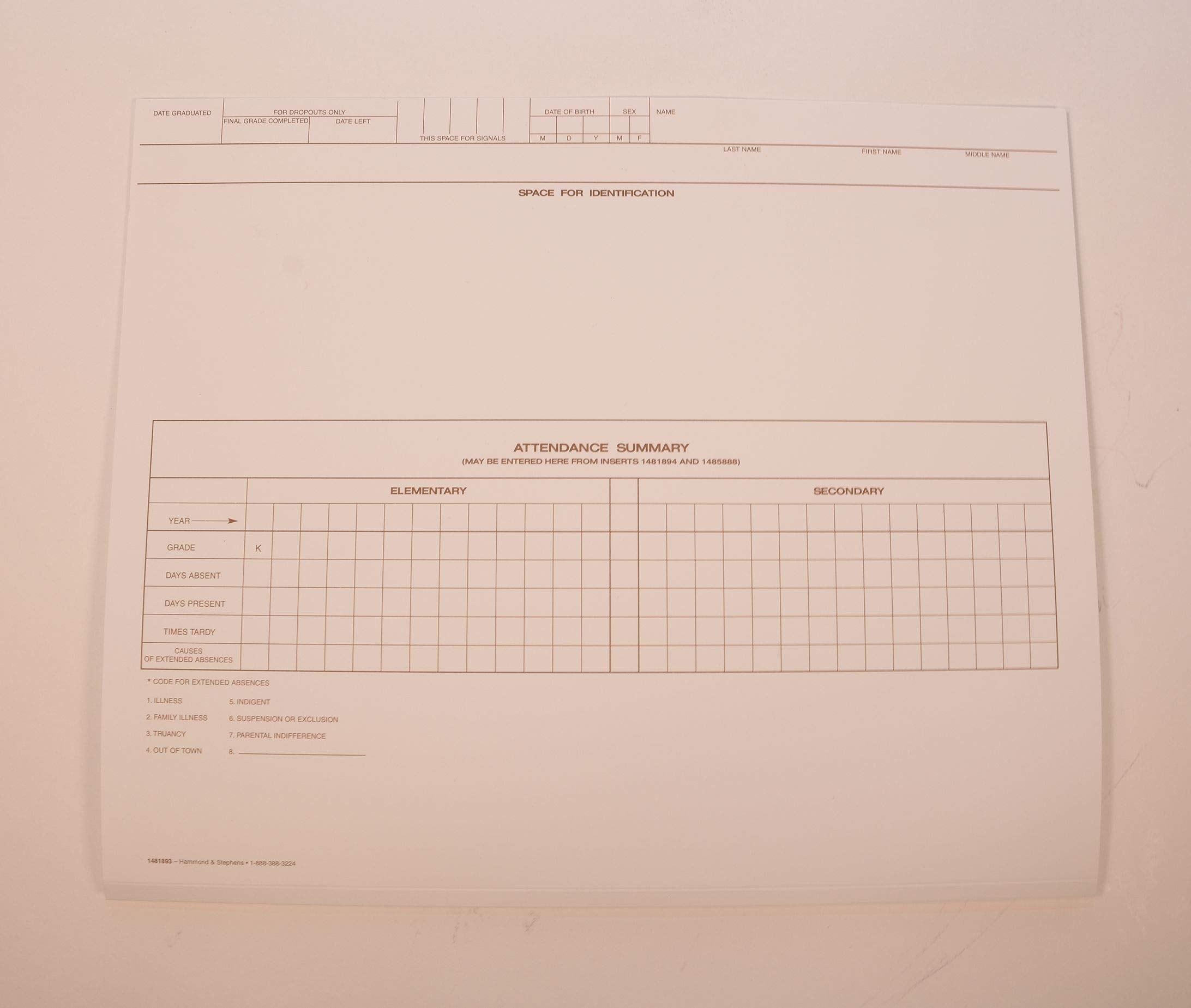 Hammond & Stephens Cumulative Record Folder - Grades K - 12 18-58 L X 11-78 W In 12 In Expansion Pack Of 25