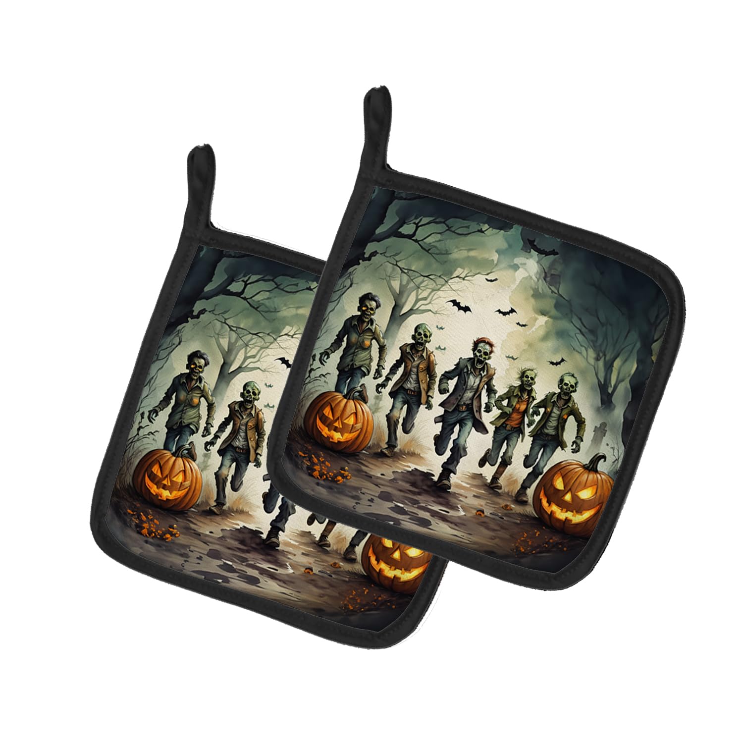 Zombies Spooky Halloween Pair of Pot Holders
