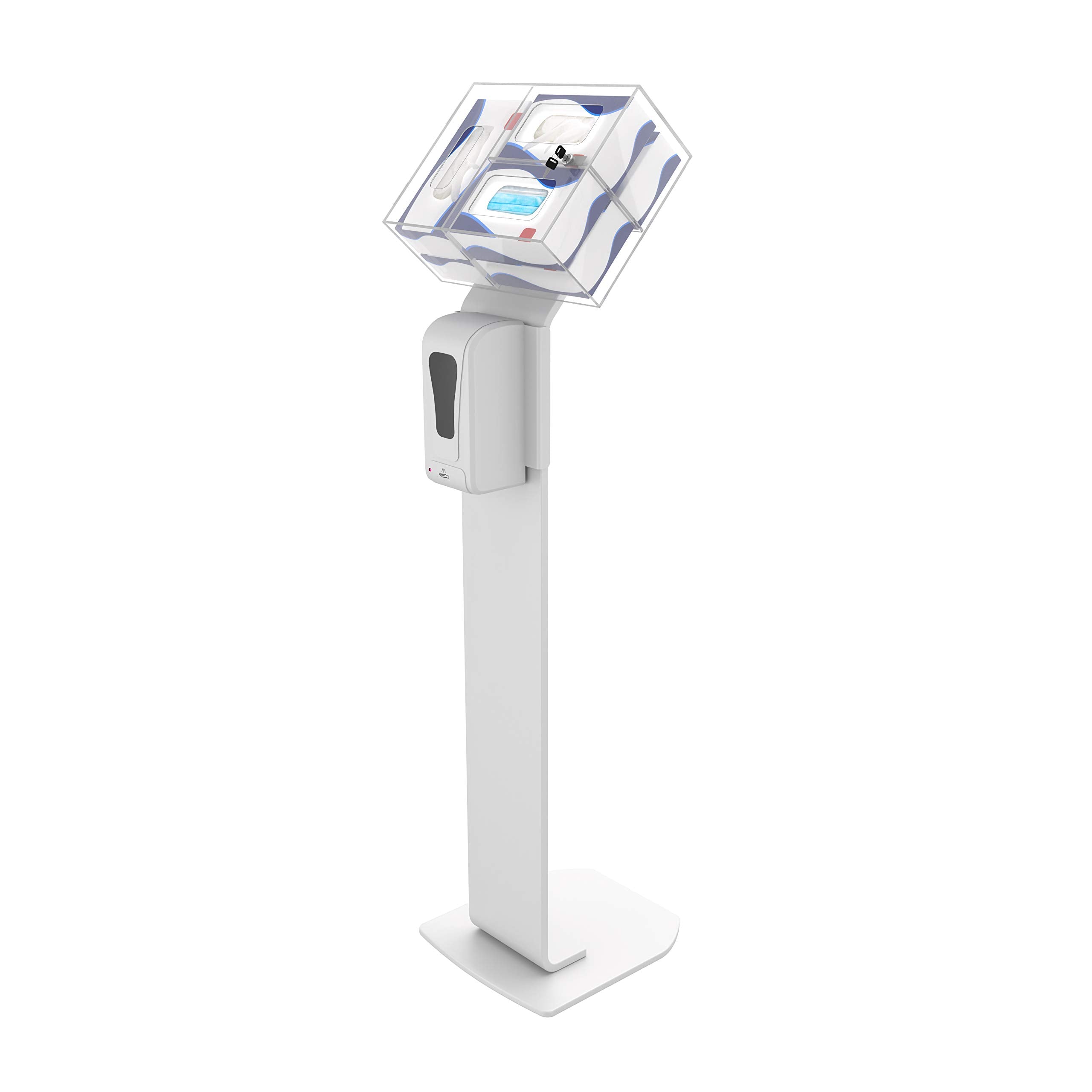 Premium Locking Sanitizing Station Stand (White)