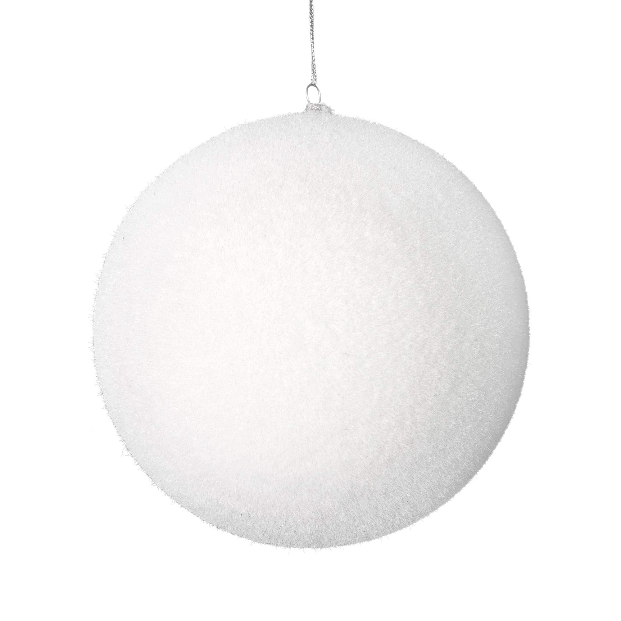 Casafoyer  8” White Flocked Ball Ornament - M180811 - (Pack Of 2)