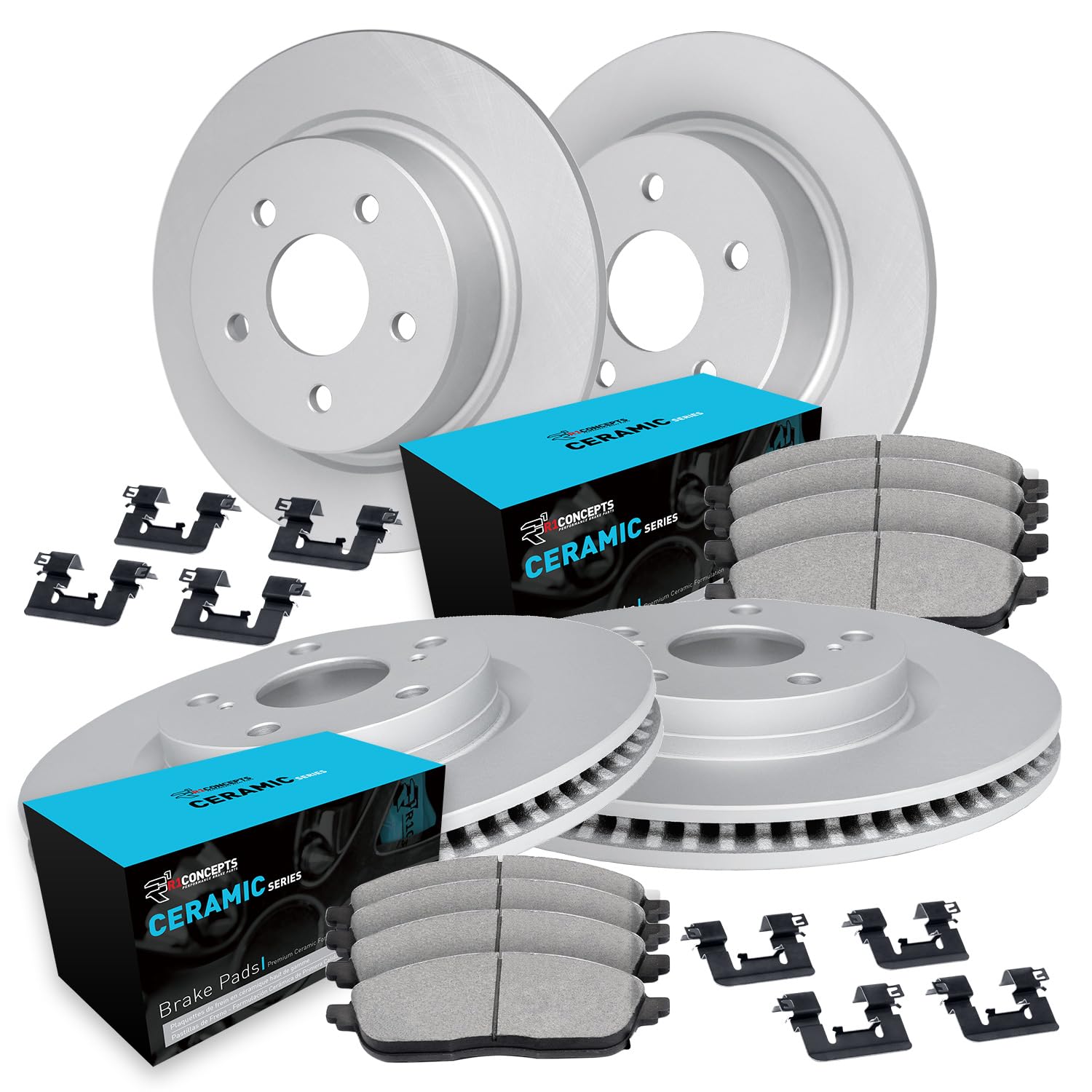 R1 Concepts Carbon Coated Disc Brake Rotor Set with Ceramic Pads and Hardware WDWH2-45024