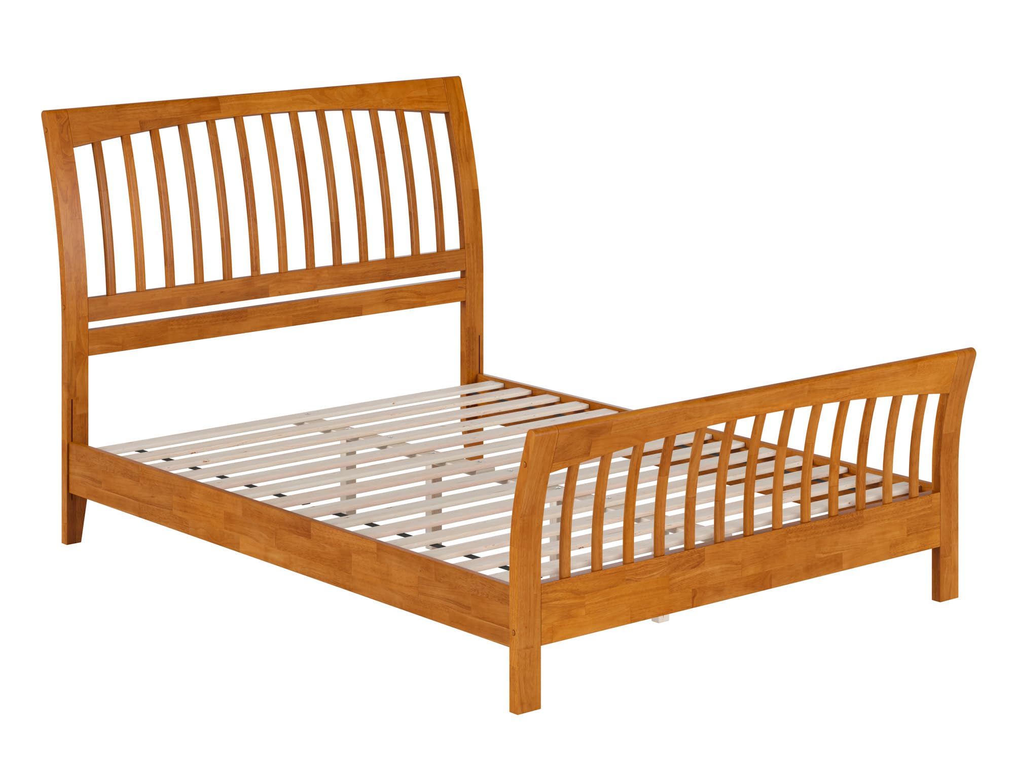 Orleans Queen Solid Wood Low Profile Platform Bed with Matching Footboard in Light Toffee