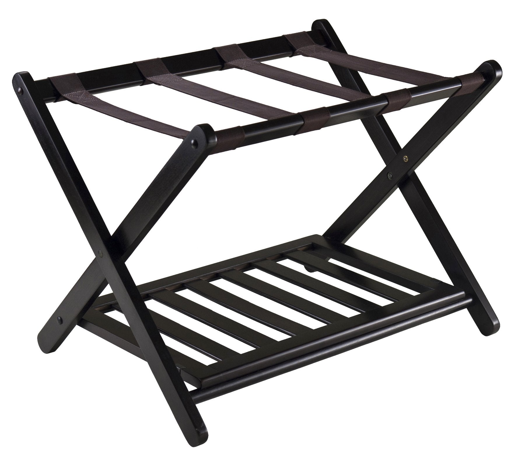 Casafoyer Reese Solid Wood Luggage Rack with Shelf - Foldable & Stylish ( Pack of 2 )
