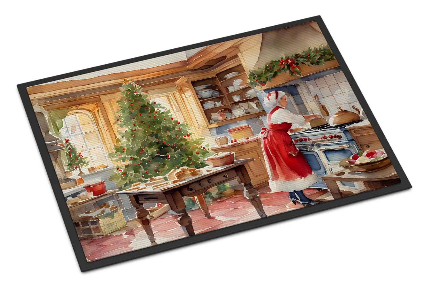 Carolines Treasures DAC3299MAT Cookies with Santa Claus Mrs. Claus Doormat Front Door Mat Indoor Outdoor Rugs for Entryway, Non Slip Washable Low Pile, 18H X 27W