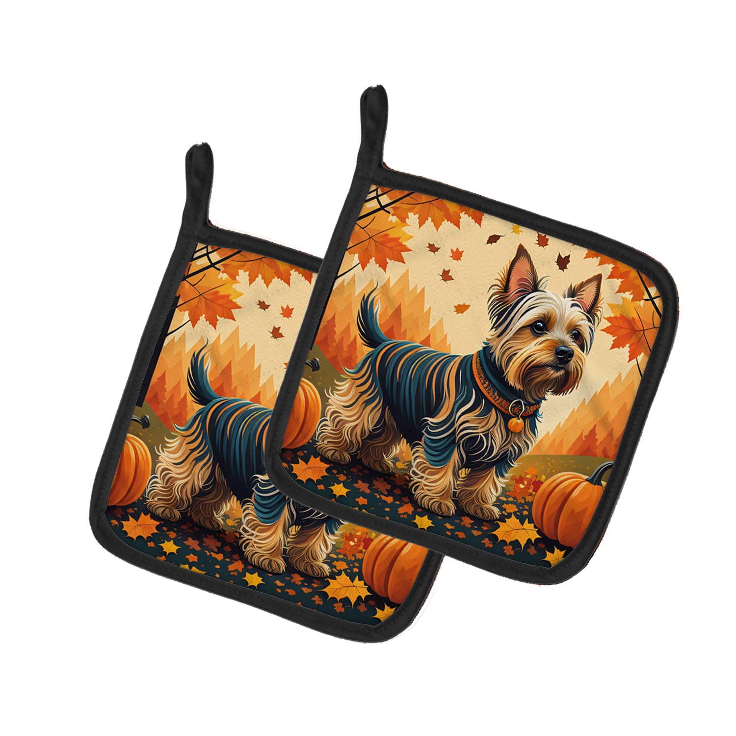 Silky Terrier Fall Pair of Pot Holders