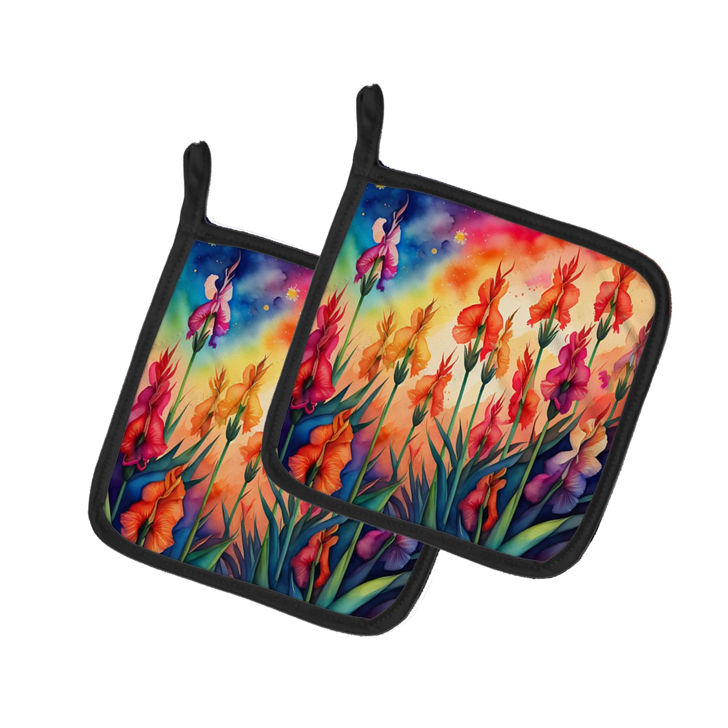 Colorful Gladiolus Pair of Pot Holders